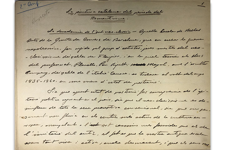  La Pintura catalana del període del Romanticisme [Manuscrit]