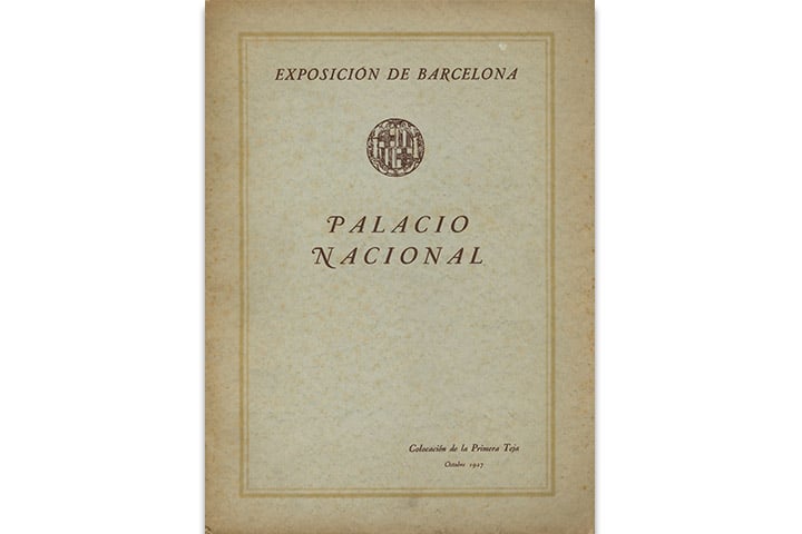 Exposición de Barcelona: Palacio Nacional, colocación de la primera teja Exposición de Barcelona: Palacio Nacional, colocación de la primera teja