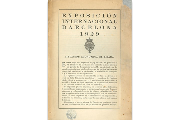 Exposición de Barcelona 1929: situación económica de España