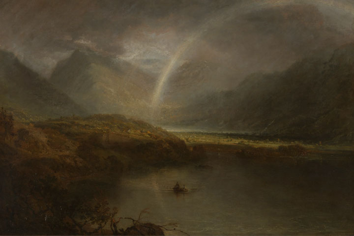 Joseph Mallord William Turner, Llac Buttermere, amb la part de Cromackwater, Cumberland, un xàfec, exposat el 1798. Tate: Accepted by the nation as part of the Turner Bequest 1856