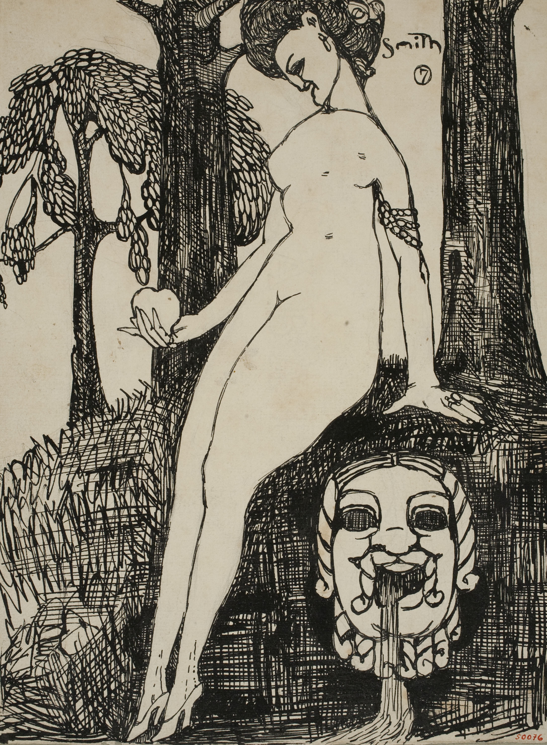 Ismael Smith, Dona nua en una font, 1907. Museu Nacional d&#039;Art de Catalunya