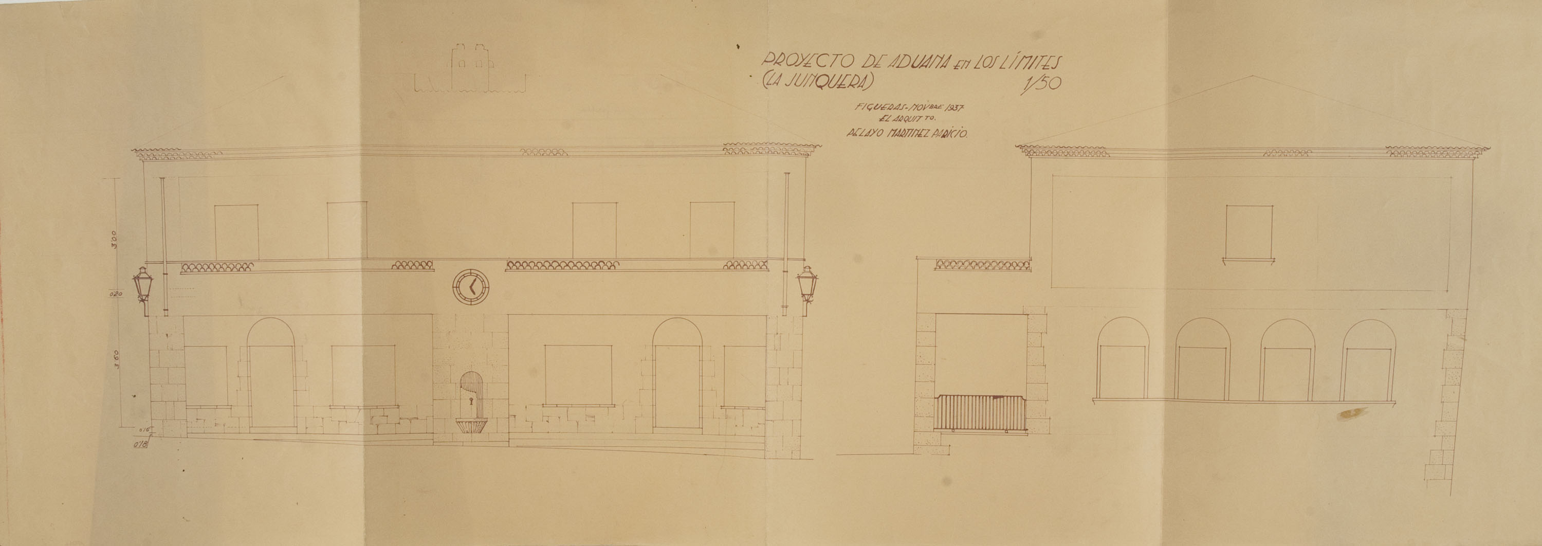 Xavier Nogués - Croquis d&#039;una paret i distribució dels plafons de rajoles amb un mapa d&#039;Espanya i un altre de Catalunya (anvers i revers) Projecte per a la decoració mural no realitzada de duana... - 1937