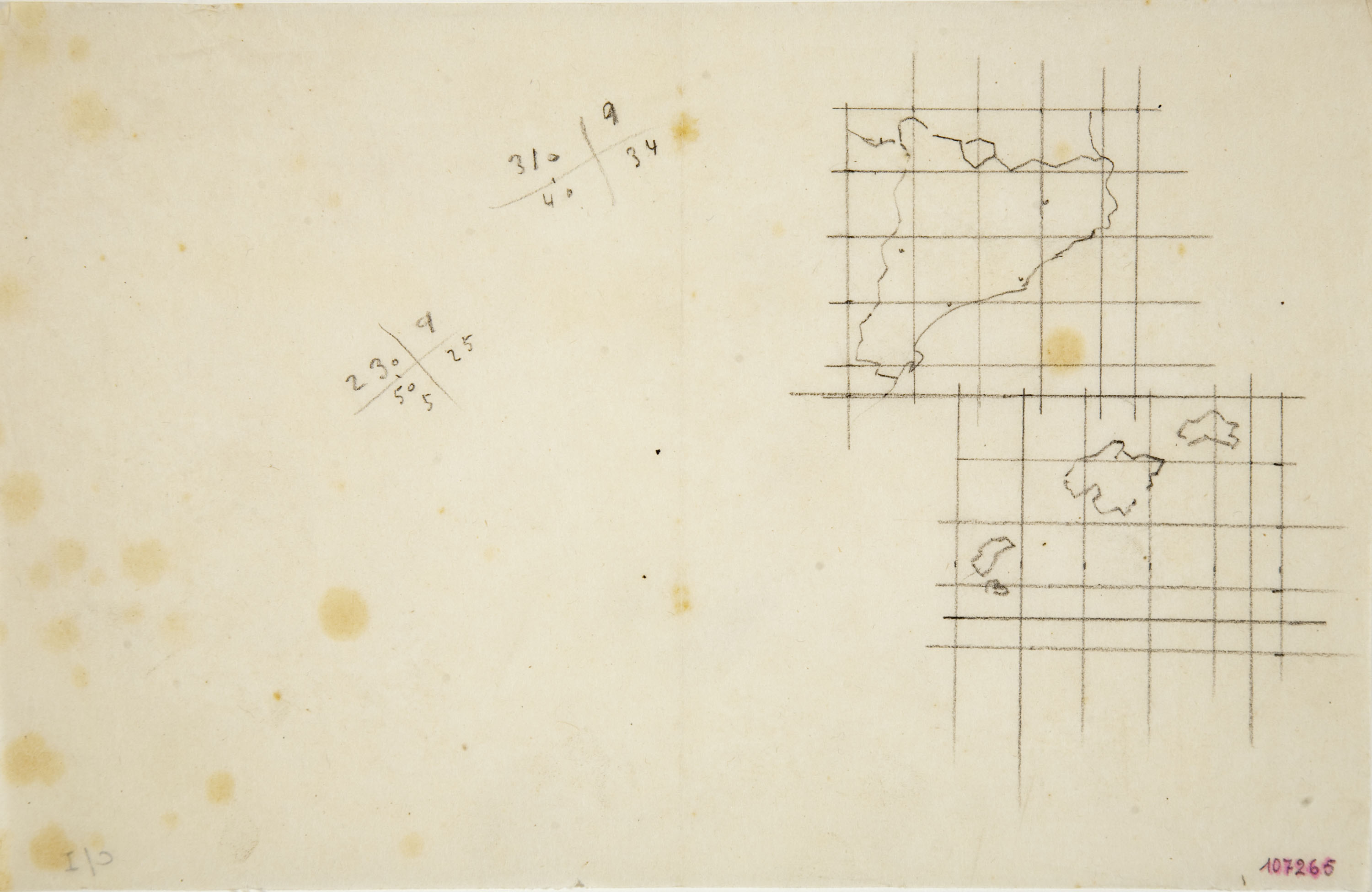 Xavier Nogués - Calc d&#039;un mapa de Catalunya i les illes Balears. Projecte per a la decoració mural no realitzada de duana als límits de la Jonquera - 1937