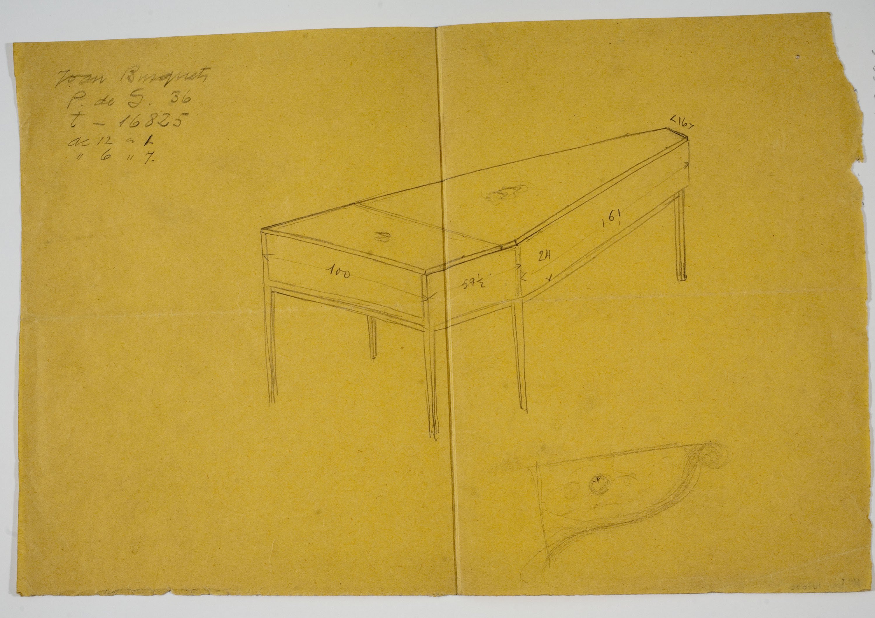 Xavier Nogués - Projecte no realitzat per a la decoració d&#039;un piano de cua (anvers) / Croquis inconcret (revers) - Segon quart del segle XX