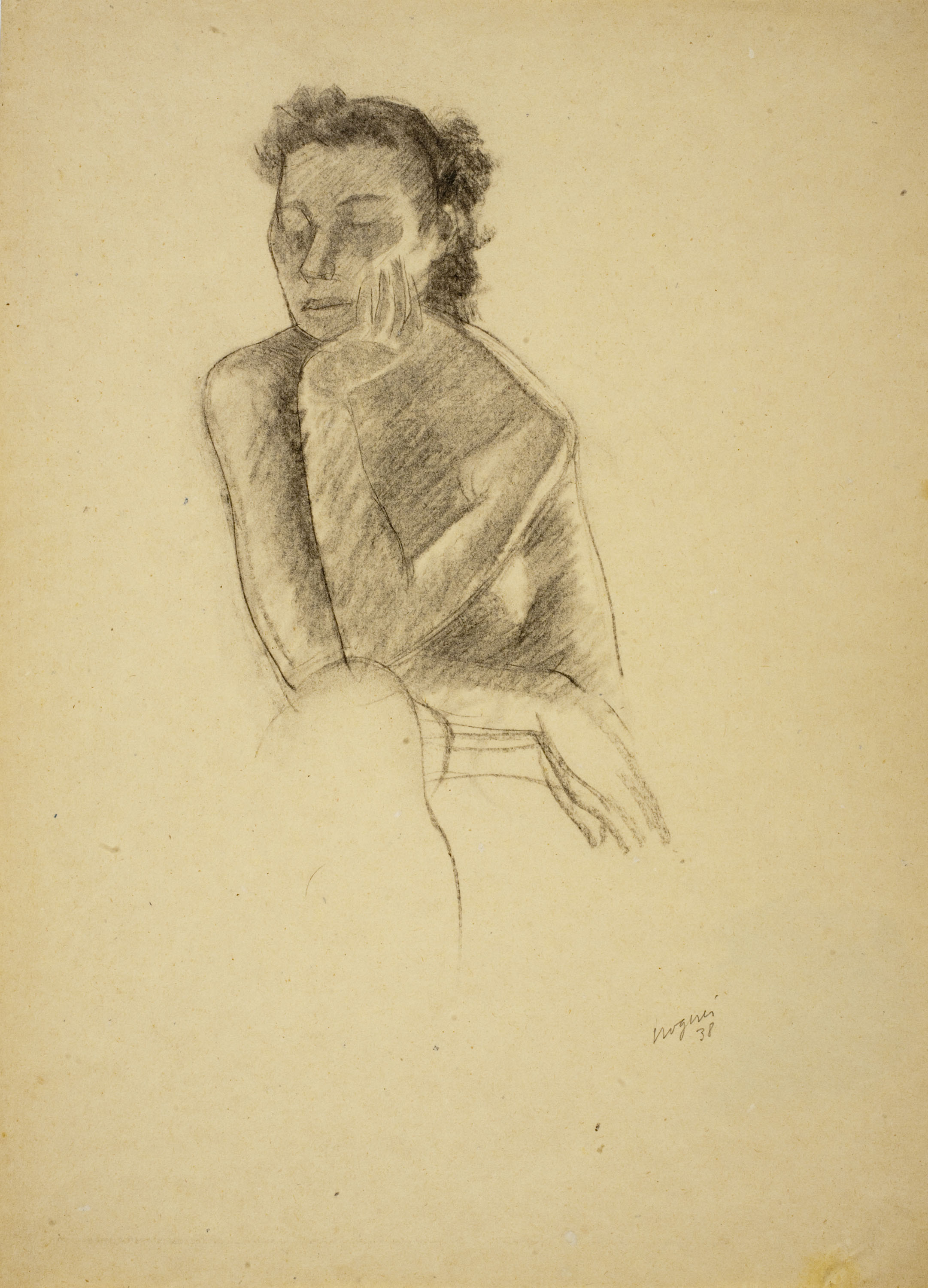 Xavier Nogués - Dona asseguda (anvers) / Cap de dona (revers) - 1938 (anvers)
