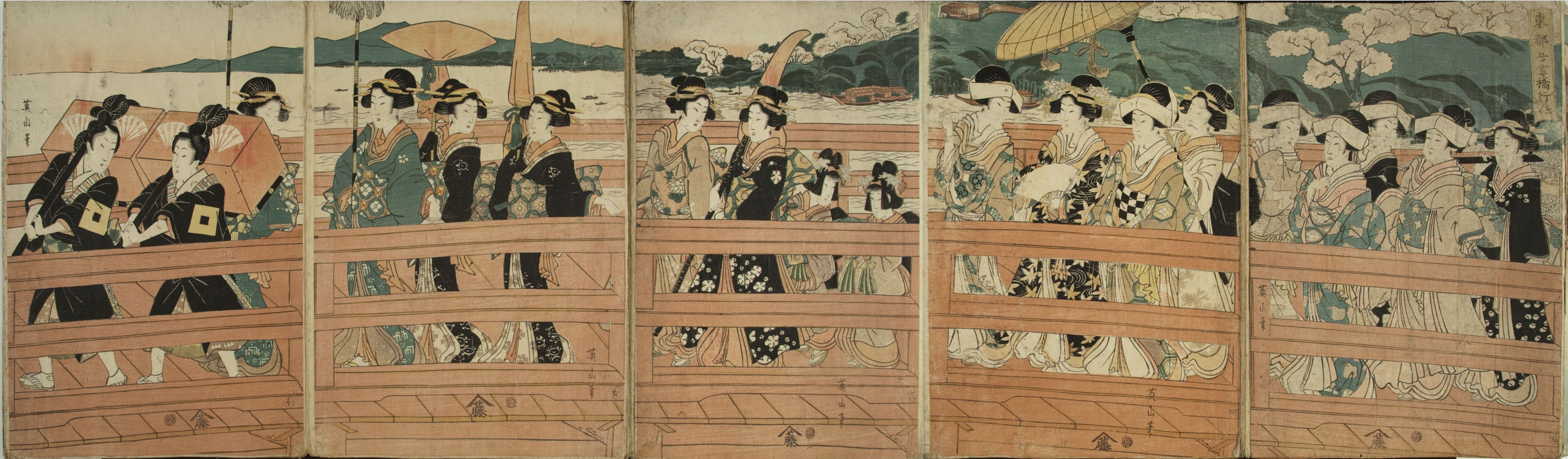 Utagawa Kunisada - Cortesanes (pentàmer) - Finals del segle XVIII – mitjan segle XIX