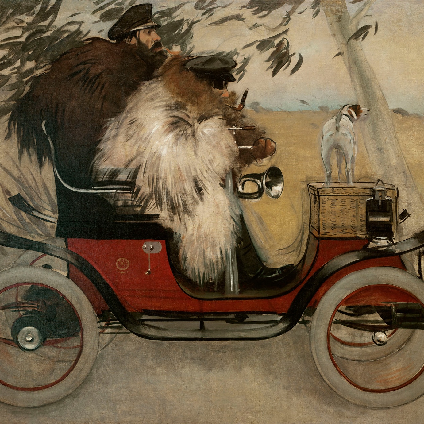 Ramon Casas i Pere Romeu en un automòbil Ramon Casas i Pere Romeu en un automòbil