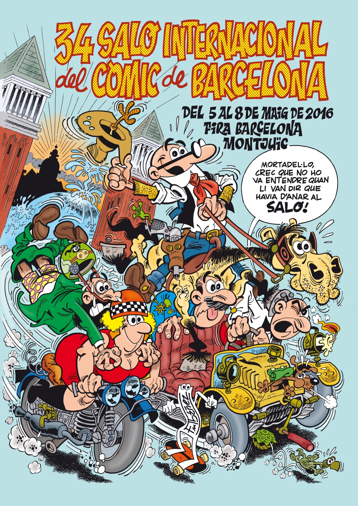 Cartell del 34 Saló Internacional del Còmic de Barcelona, obra de Francisco Ibáñez, presentat a la Sala Oval del museu el passat març. El museu i el Saló del Còmic, veïns ben avinguts