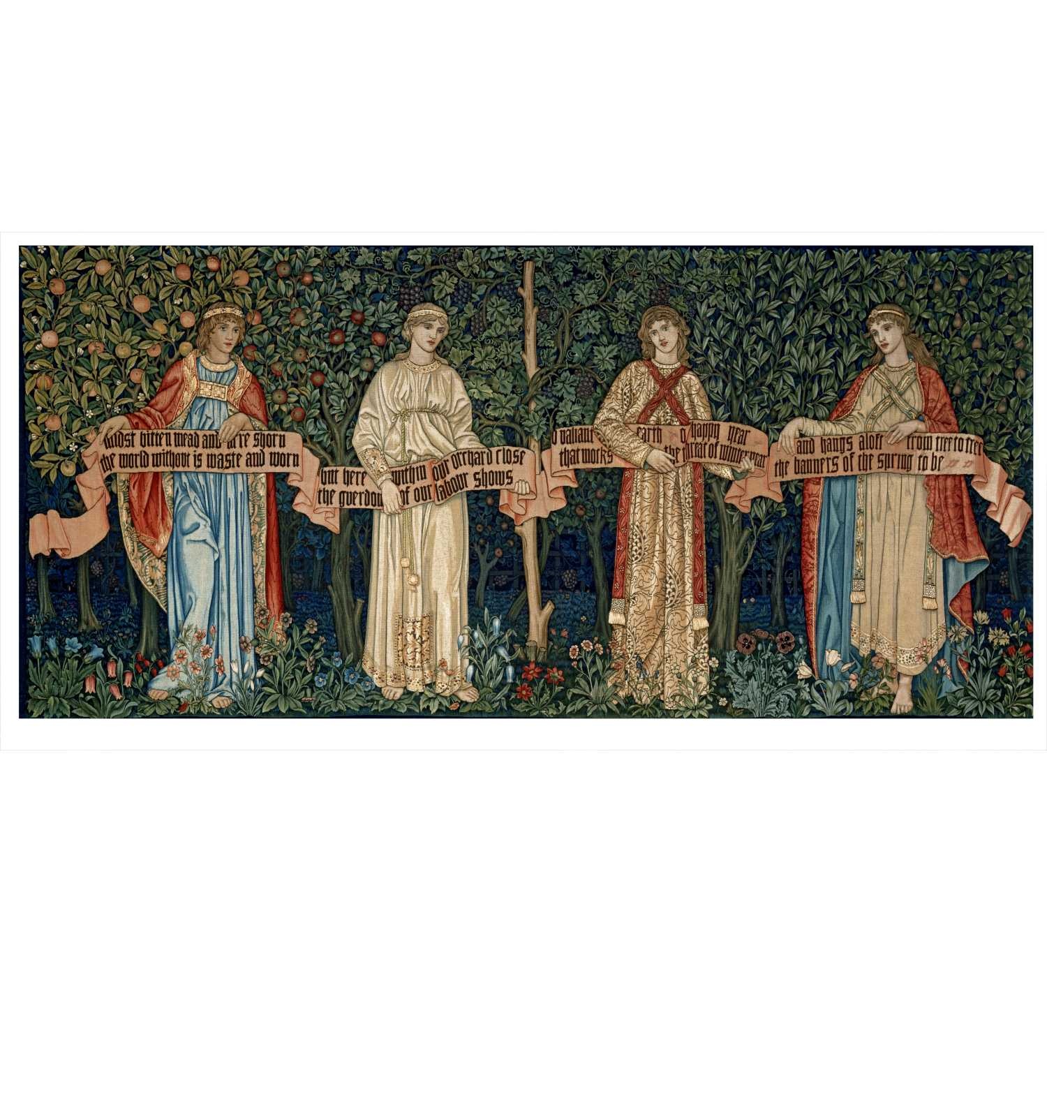 William Morris, John Henry Dearle, Morris & Co., Merton Abbey Workshop. The Orchard (o The Seasons) (L'hort d'arbres fruiters o Les estacions). 1890 © Victoria and Albert Museum, London. William Morris, John Henry Dearle, Morris & Co., Merton Abbey Workshop. The Orchard (o The Seasons) (L'hort d'arbres fruiters o Les estacions). 1890 © Victoria and Albert Museum, London.