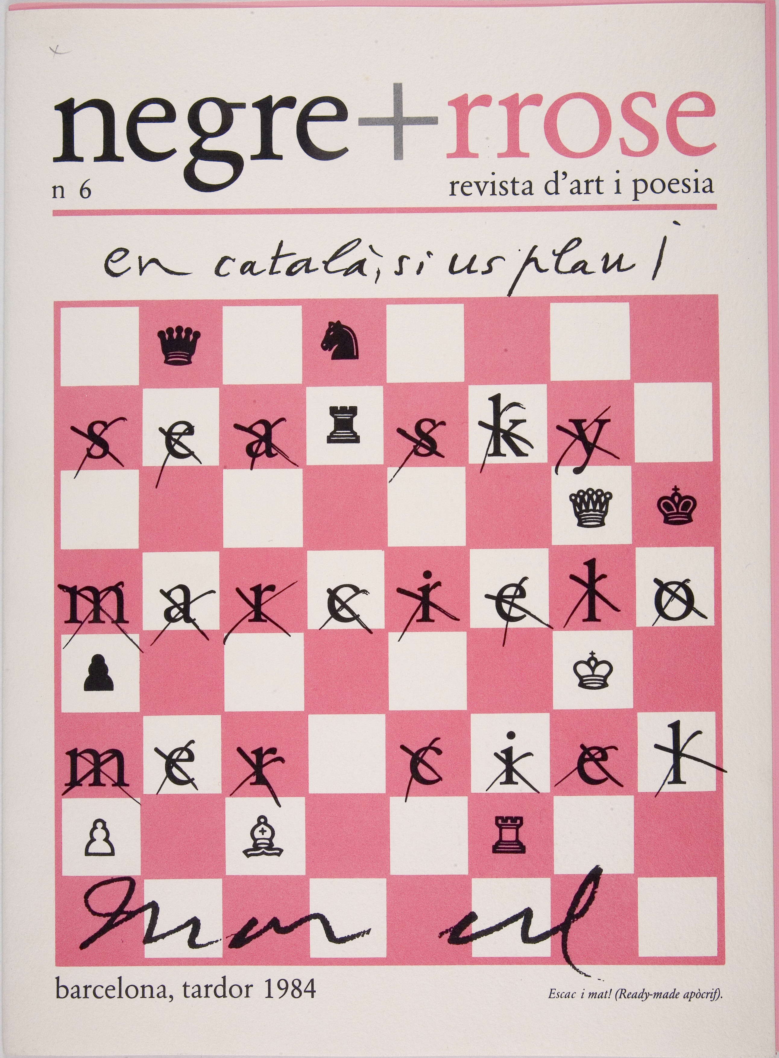 Negre + …: revista d&#039;art i poesia. Tardor de 1984, núm. 6. Barcelona, 1983-198?