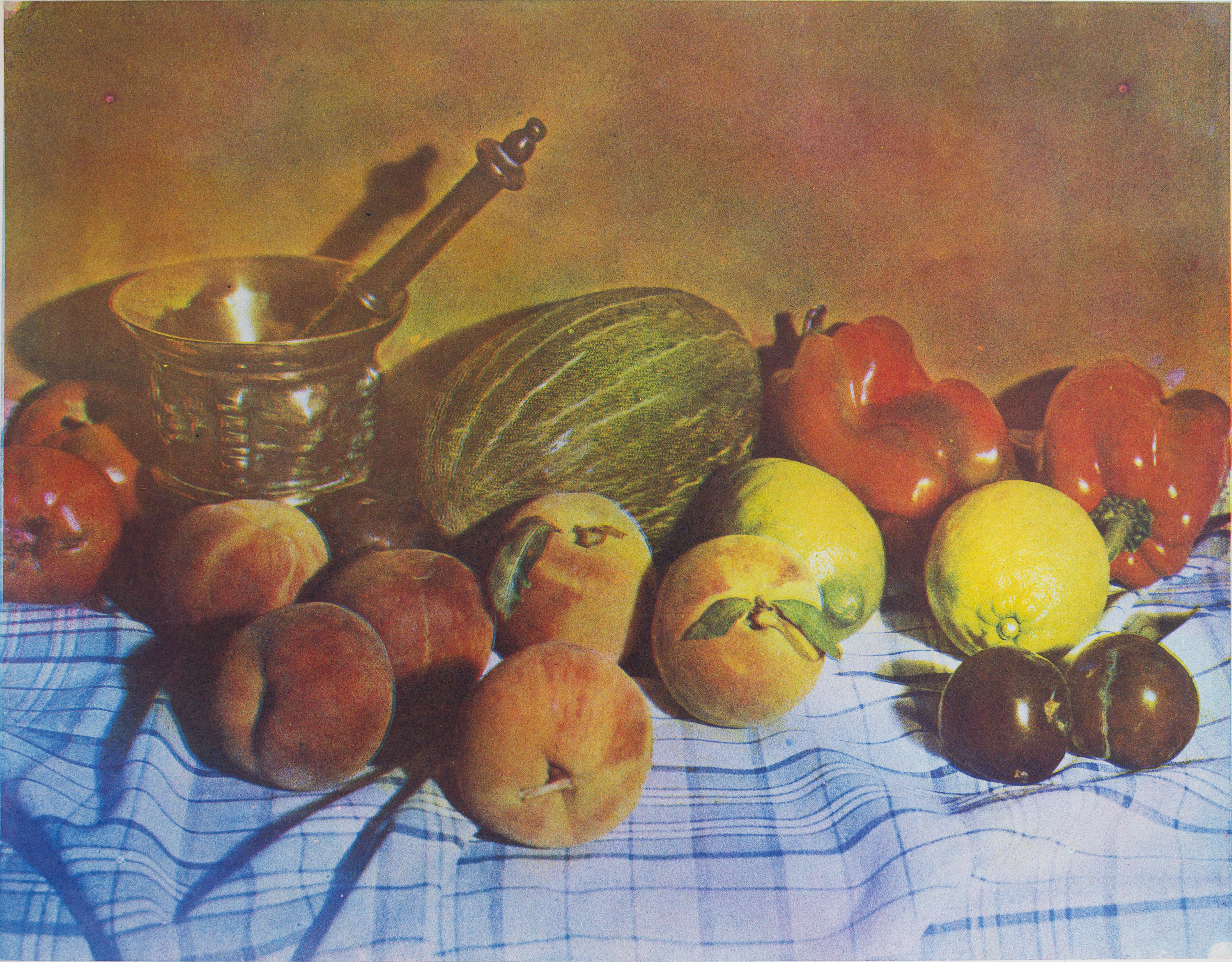 image for: Josep Maria Casals i Ariet - Natura morta amb morter, meló, pebrots i préssecs - No datat