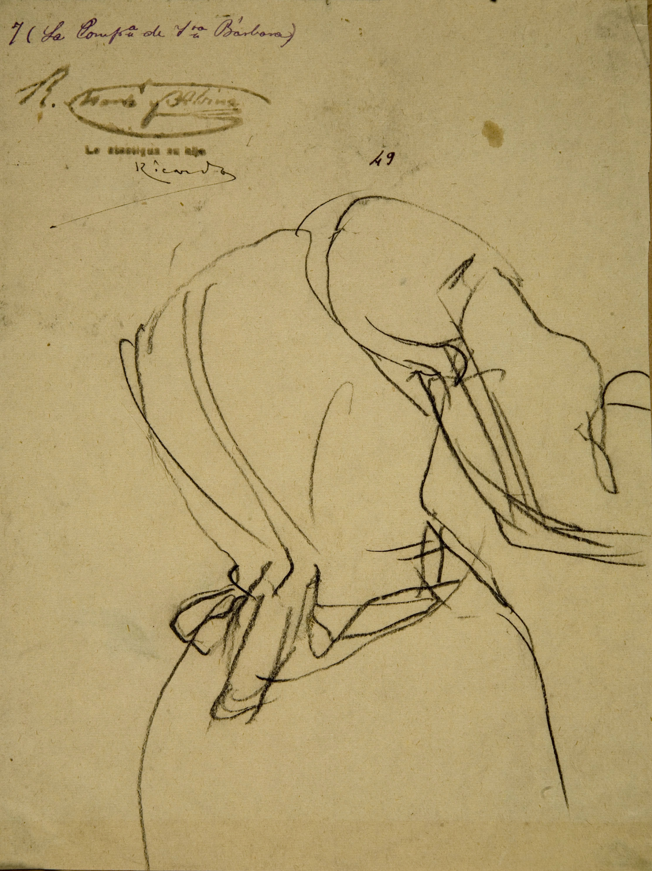 image for: Ramon Martí i Alsina - Estudi de vestit femení per al quadre &quot;La companyia de Santa Bàrbara&quot; - Cap a 1891