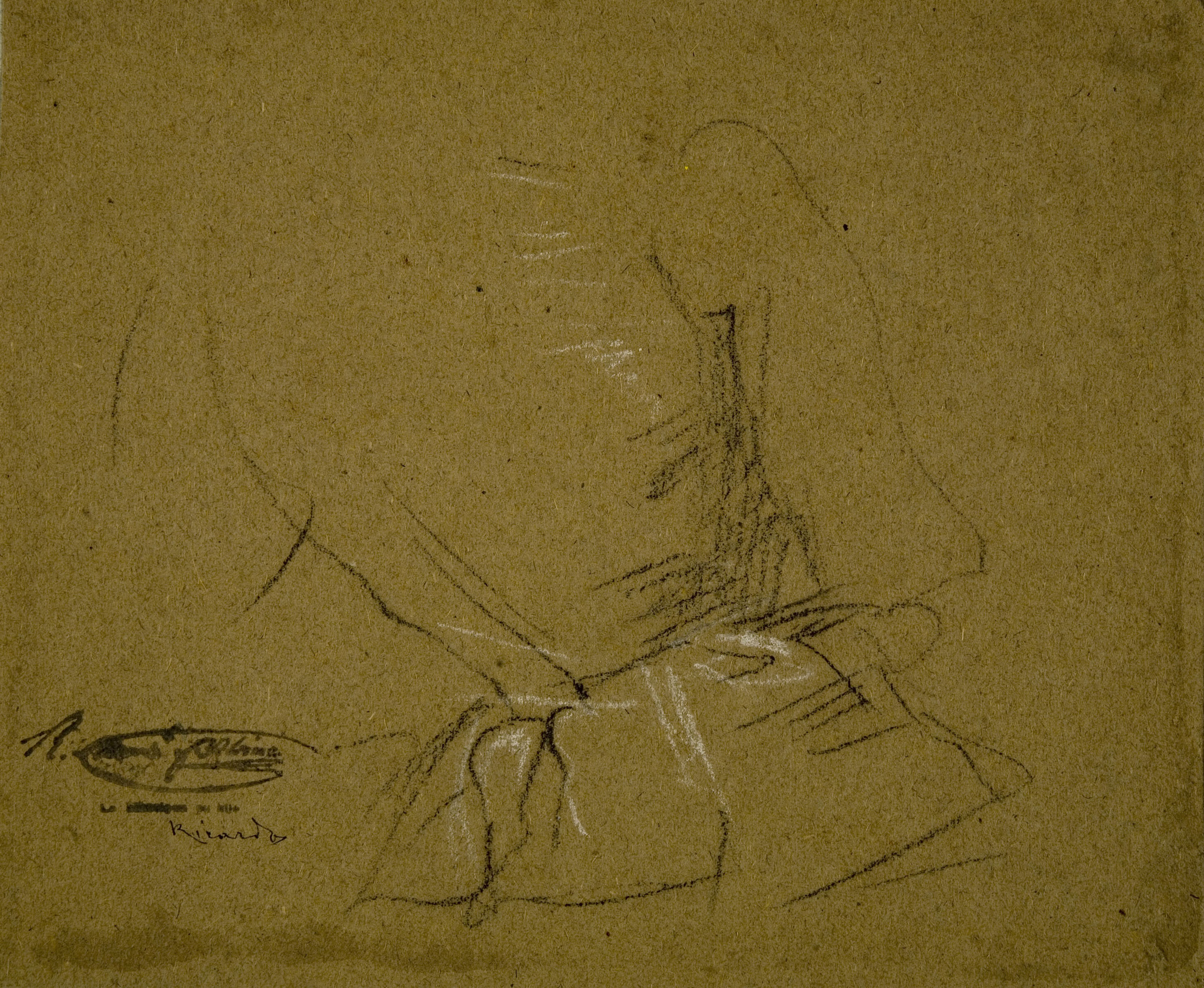 image for: Ramon Martí i Alsina - Estudi de tors masculí vestit per al quadre &quot;La companyia de Santa Bàrbara&quot; - Cap a 1891