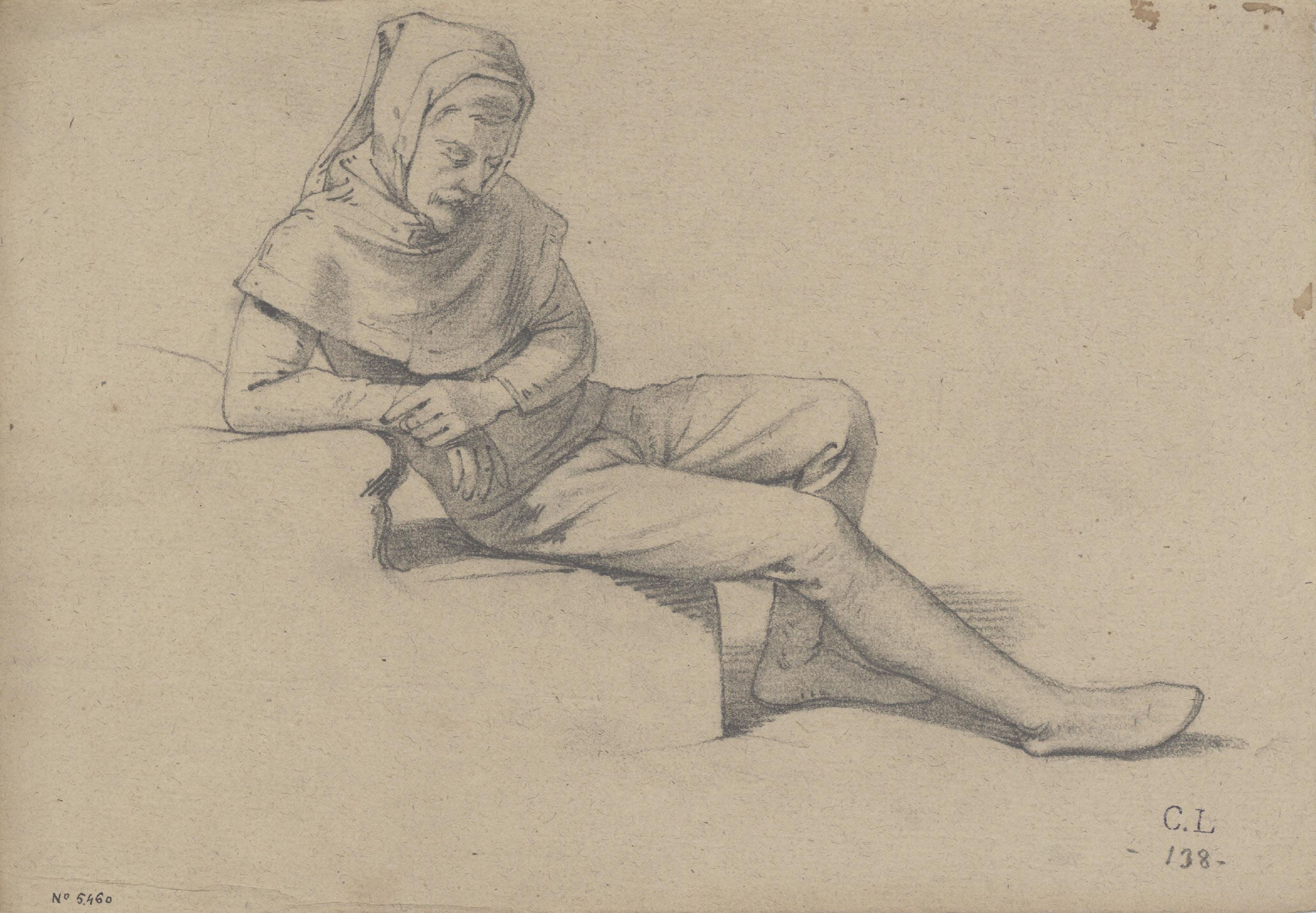 image for: Claudi Lorenzale - Home vestit amb indumentària medieval - Cap a 1850-1870