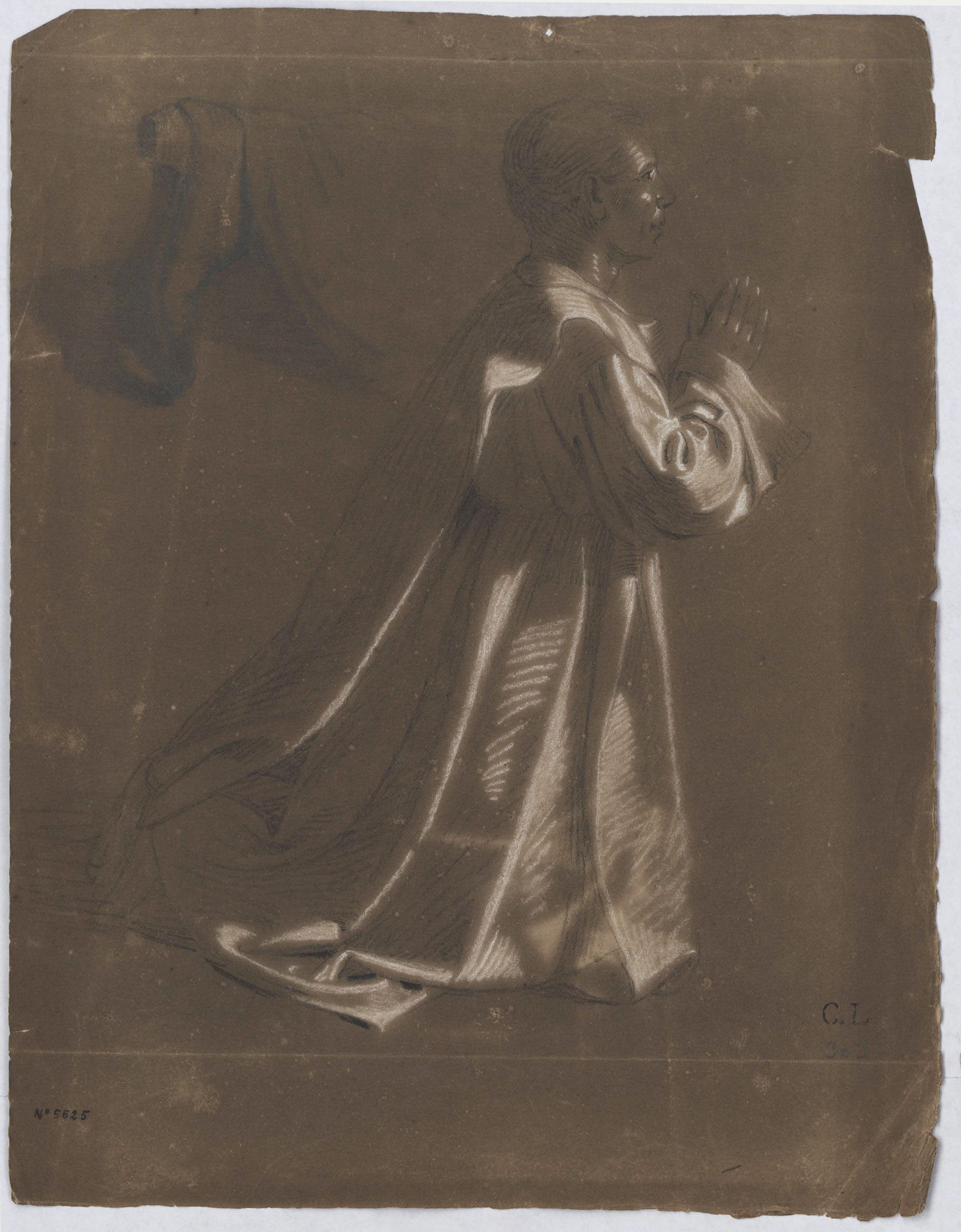 image for: Claudi Lorenzale - Figura masculina i estudi de bota - Cap a 1860-1870
