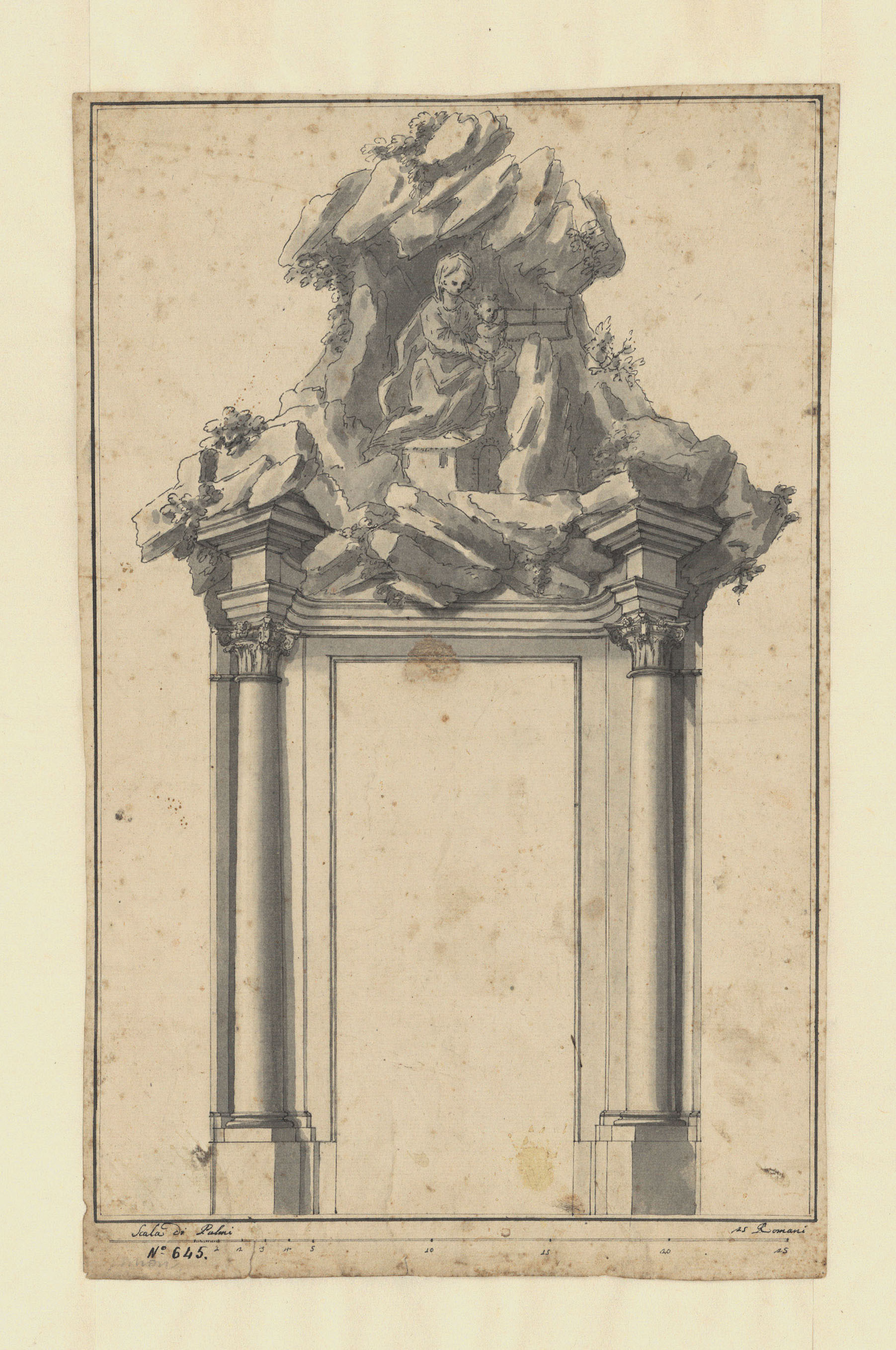 image for: Tomasso de Marchis - Croquis de la porta i sobreporta de l&#039;església de Montserrat a Roma - 1726