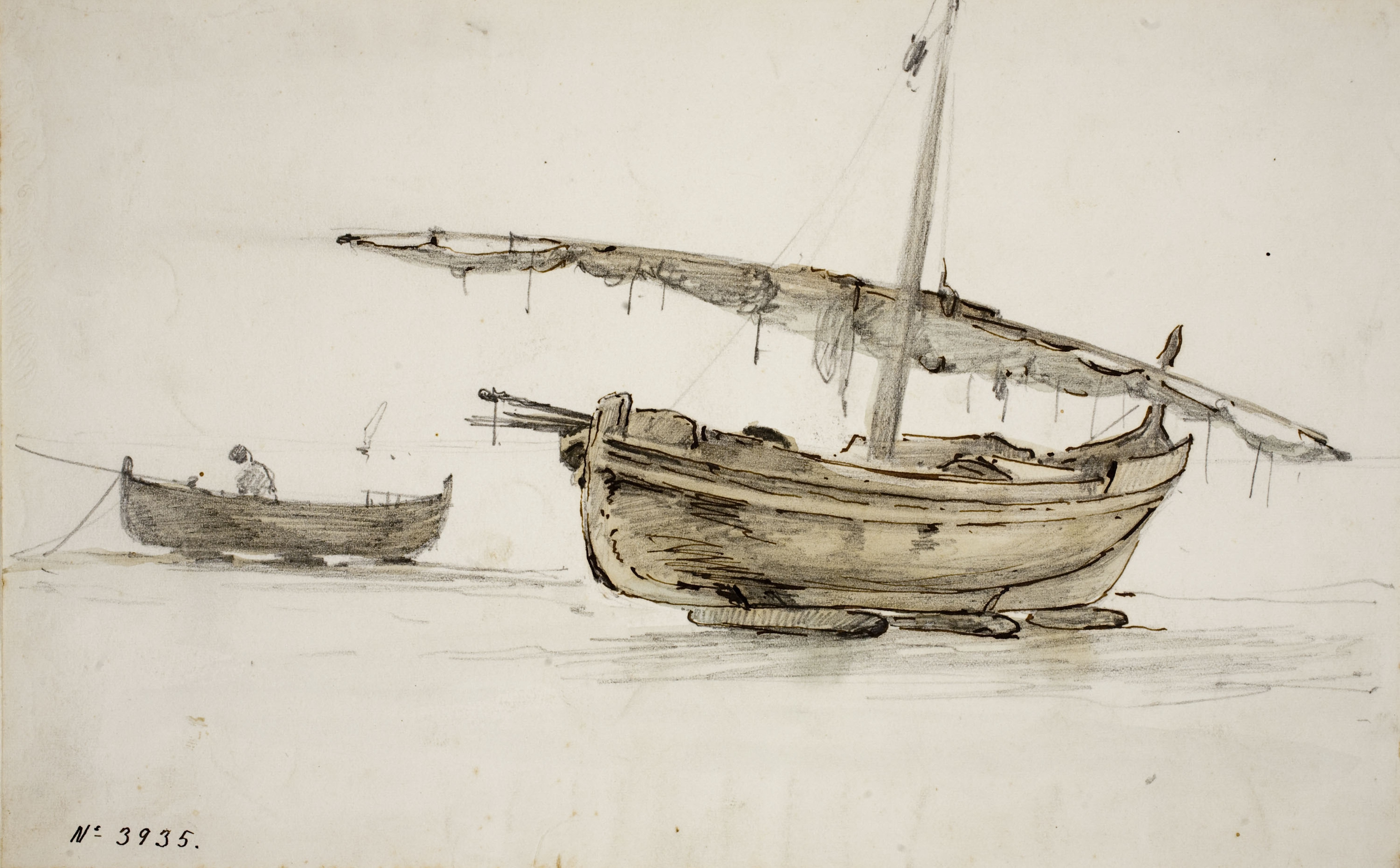image for: Modest Urgell - Barques a la platja - Cap a 1864-1880