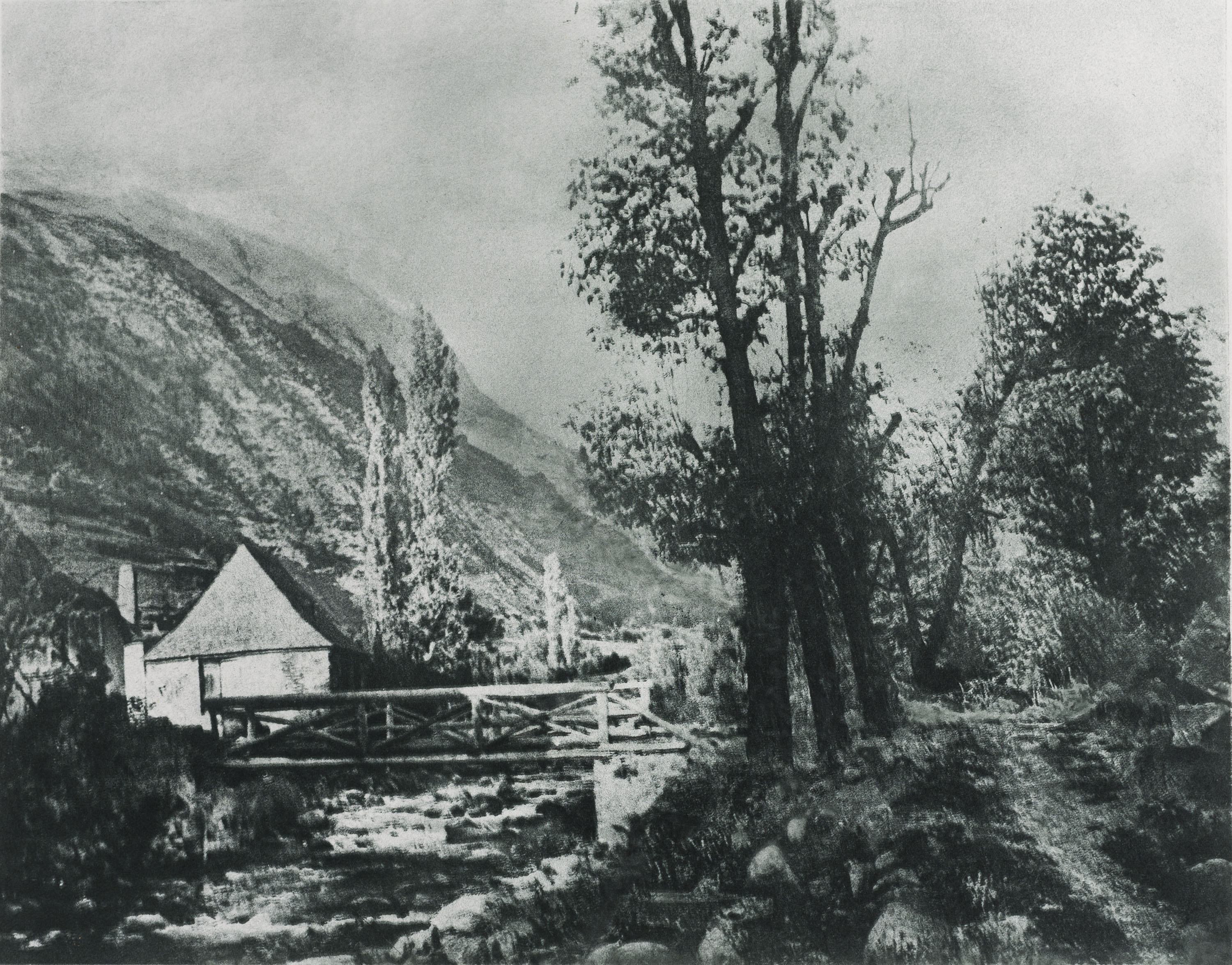 image for: Josep Maria Casals i Ariet - Paisatge amb riu i pont - No datat