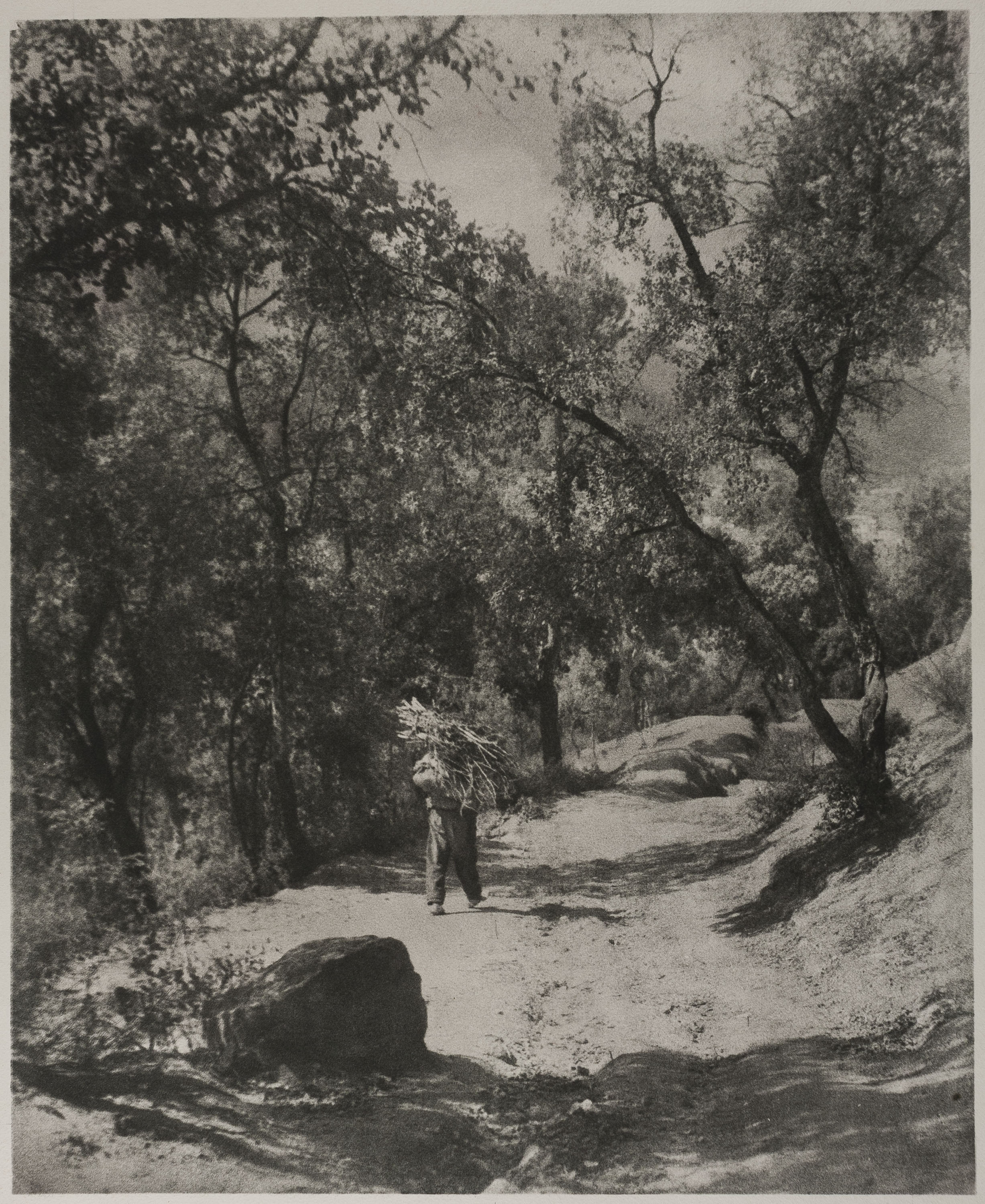 image for: Josep Maria Casals i Ariet - Paisatge amb home carregant llenya - No datat