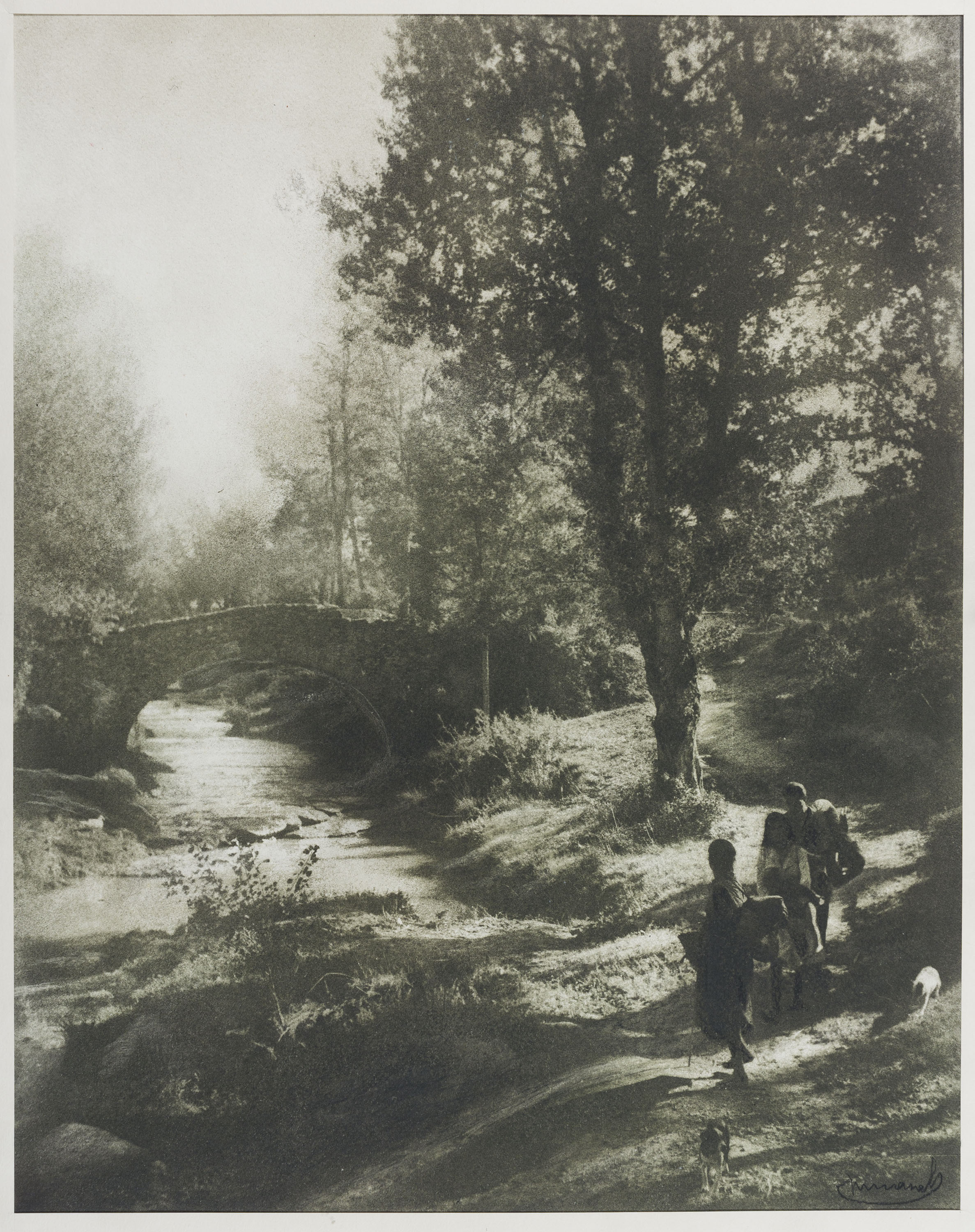 image for: Josep Maria Casals i Ariet - Paisatge amb pont i persones - No datat