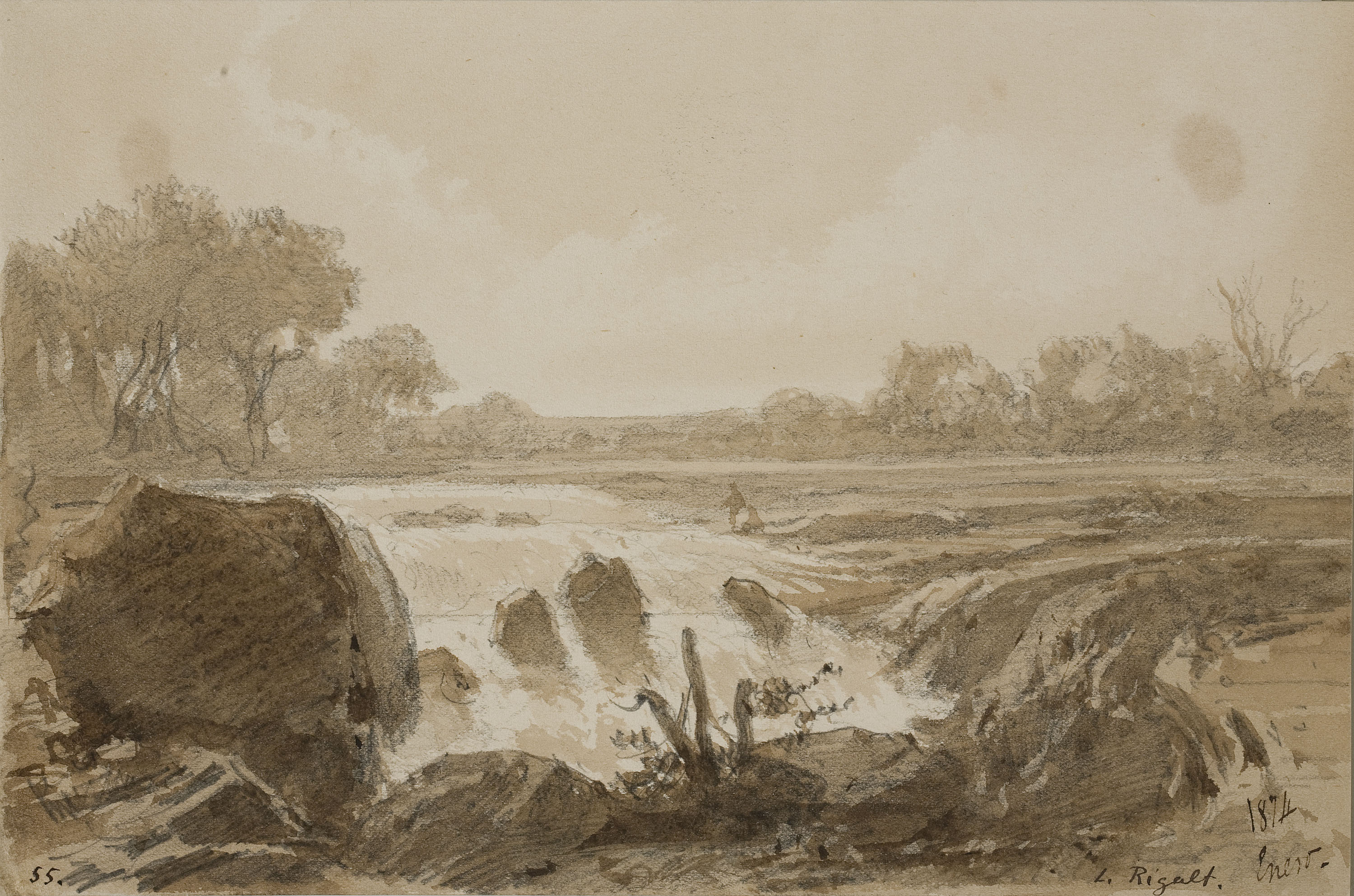 image for: Lluís Rigalt - Paisatge amb salt d&#039;aigua - Gener de 1874