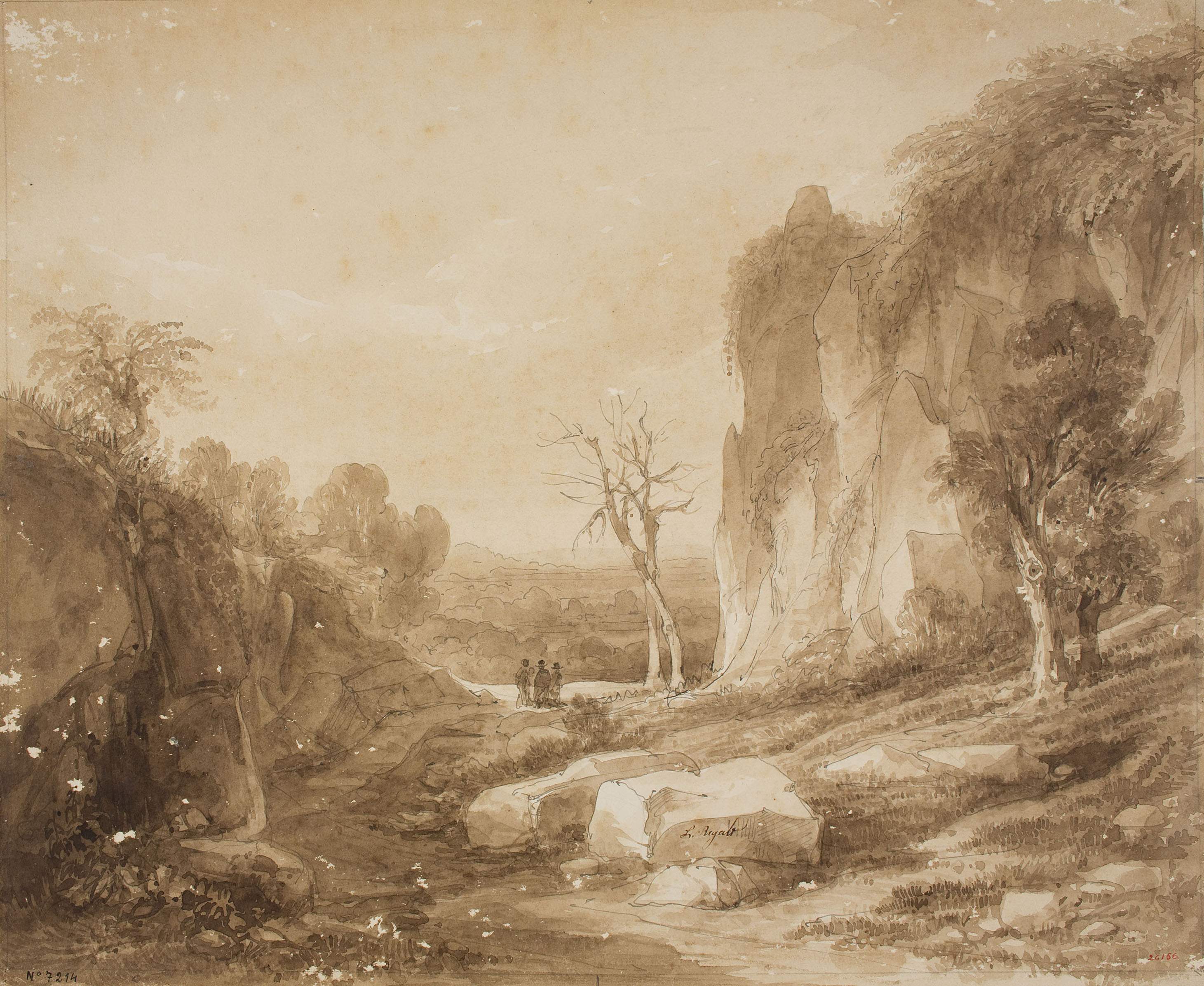 image for: Lluís Rigalt - Paisatge amb figures - Cap a 1840-1850