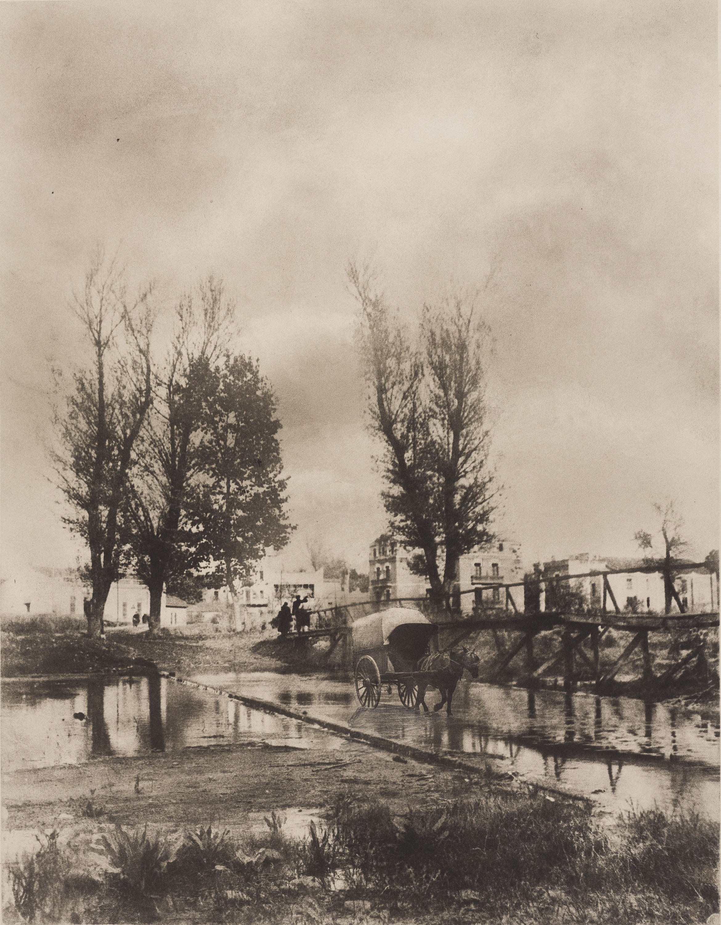 image for: Josep Maria Casals i Ariet - Paisatge amb edificis i carro - No datat