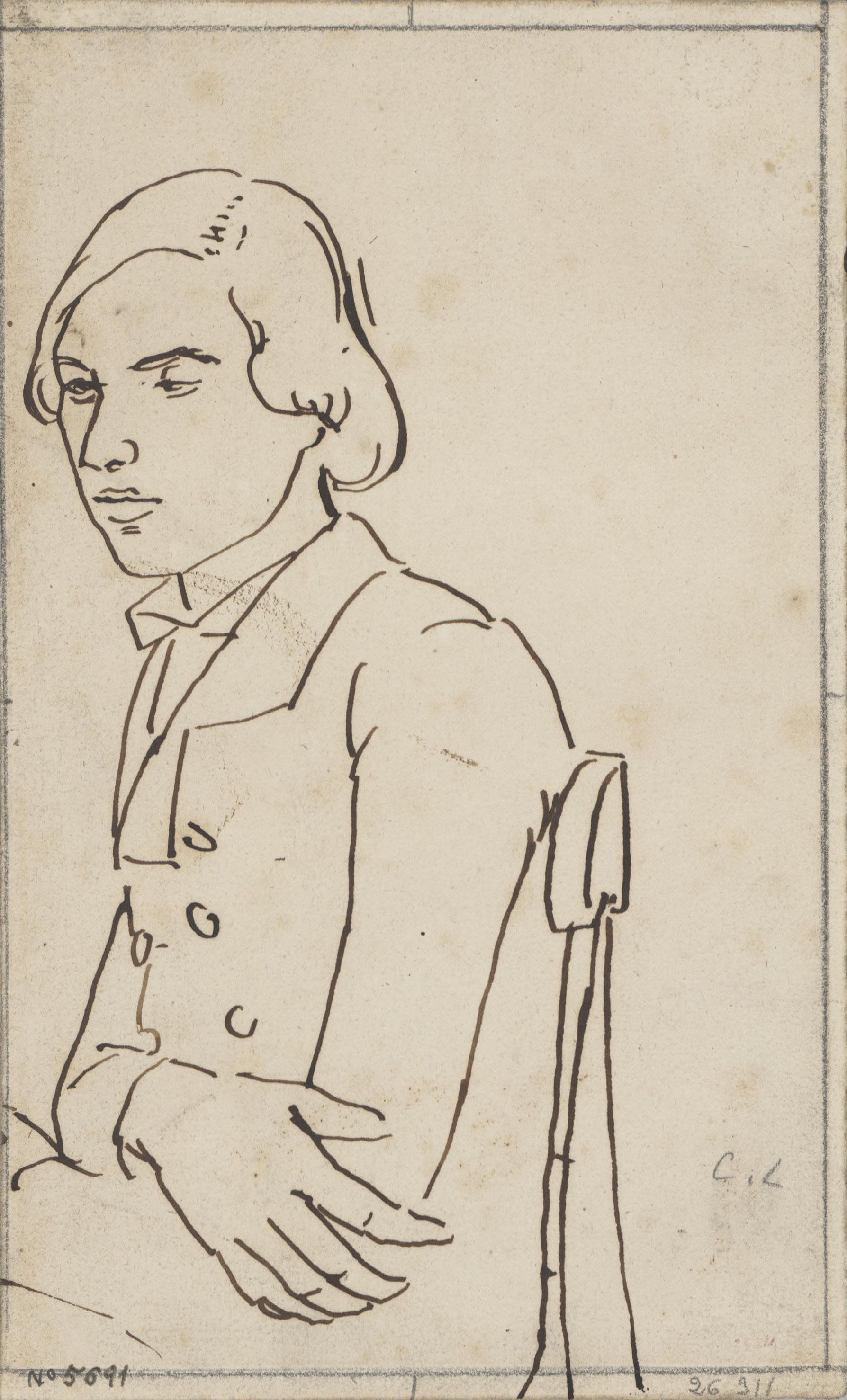 image for: Claudi Lorenzale - Retrat d&#039;home assegut en una cadira - Cap a 1840-1850