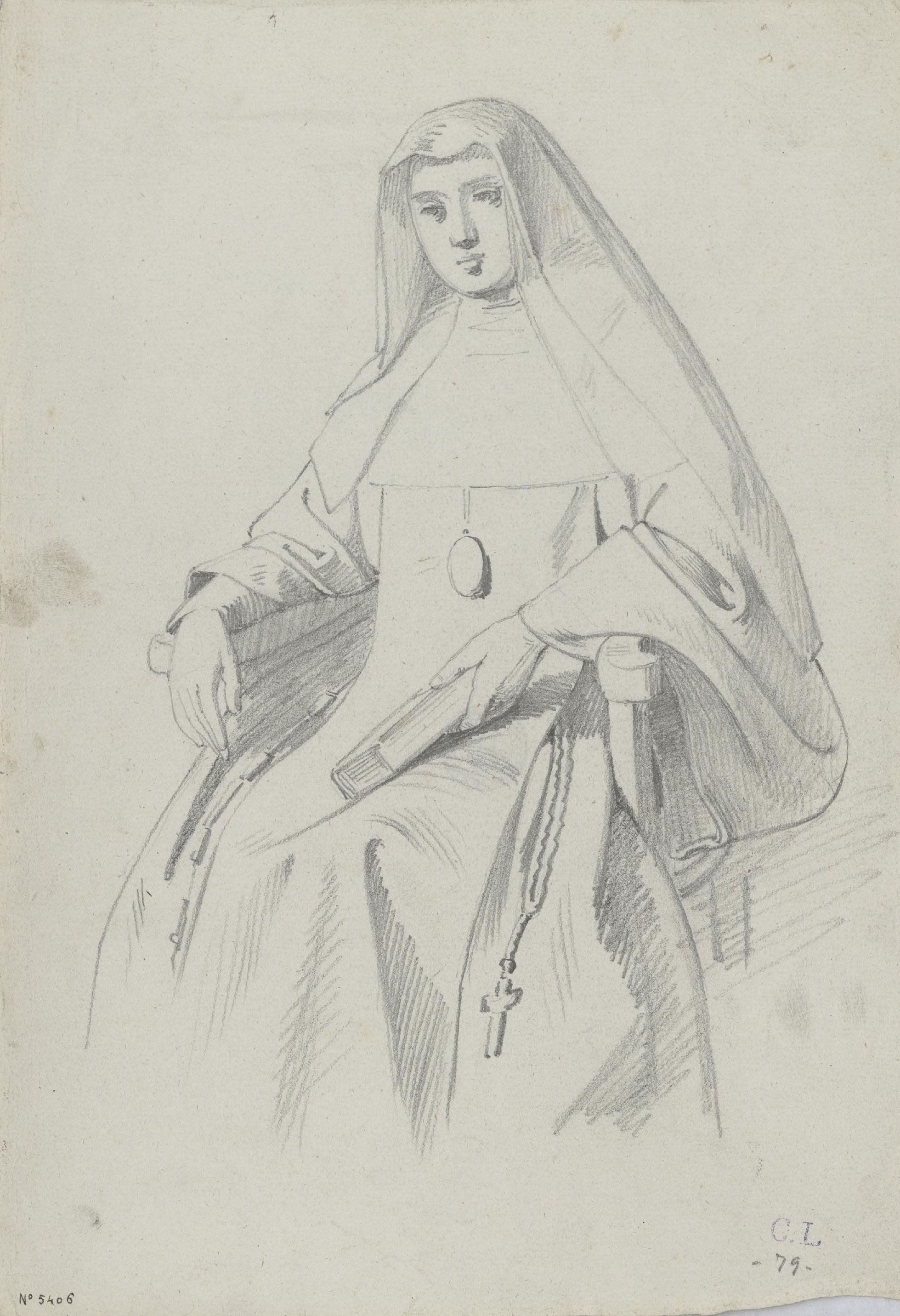image for: Claudi Lorenzale - Retrat d&#039;una monja - Cap a 1850-1870