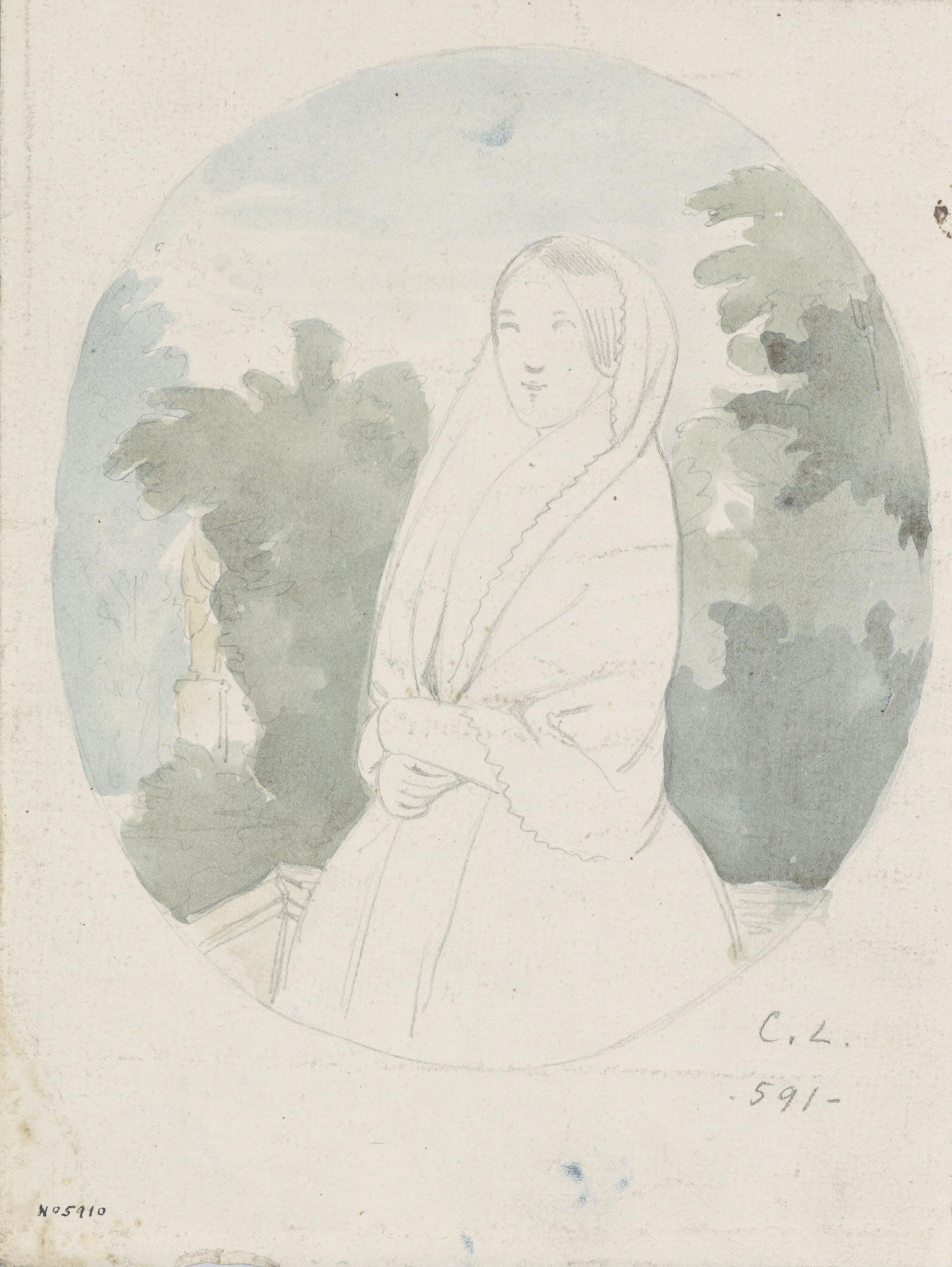 image for: Claudi Lorenzale - Retrat de noia jove - Cap a 1860-1880