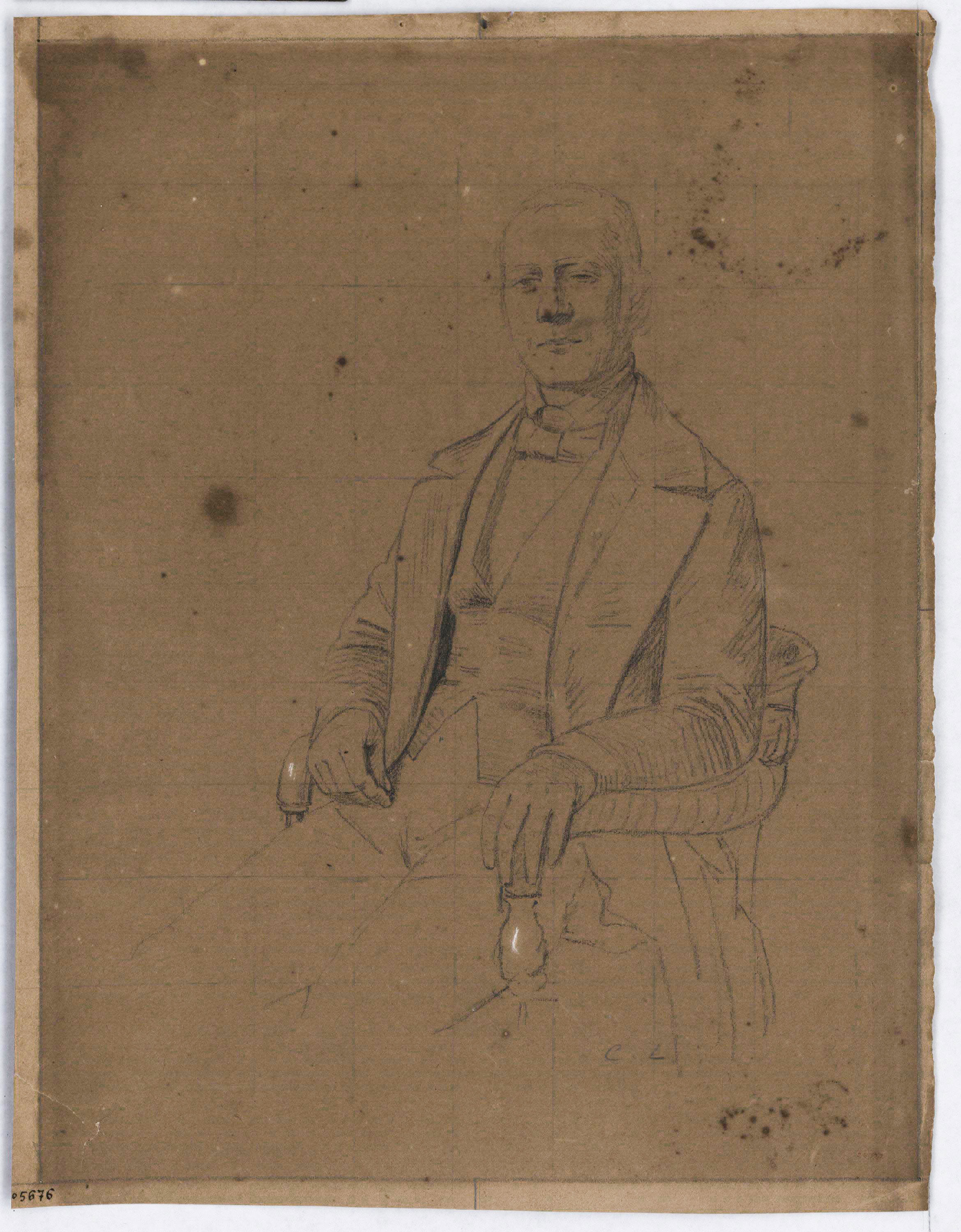 image for: Claudi Lorenzale - Retrat d&#039;home assegut - Cap a 1860-1880