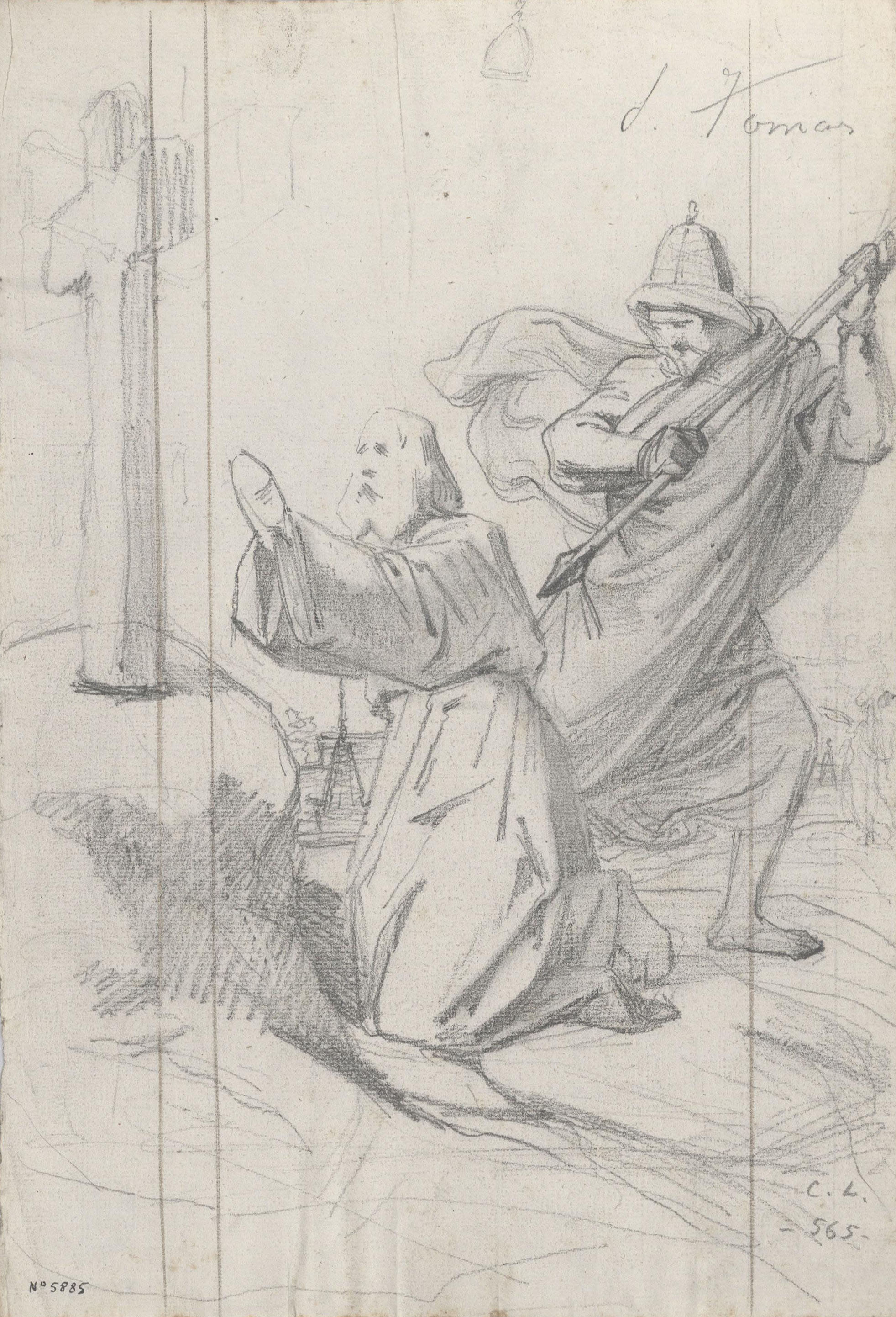 image for: Claudi Lorenzale - Sant Tomàs implorant davant la Creu - Cap a 1850-1870