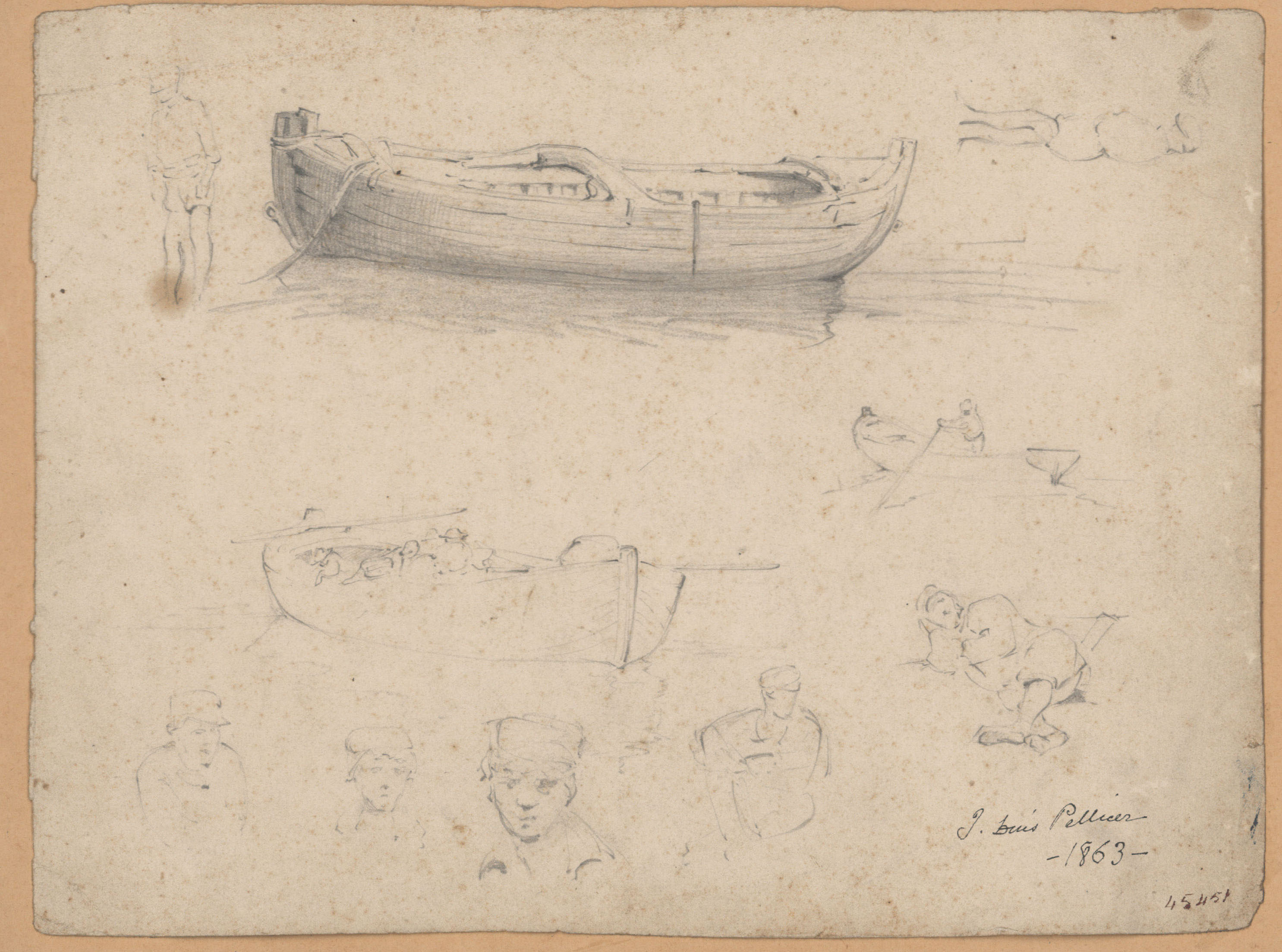 image for: Josep Lluís Pellicer - Apunt de barques i figures - 1863