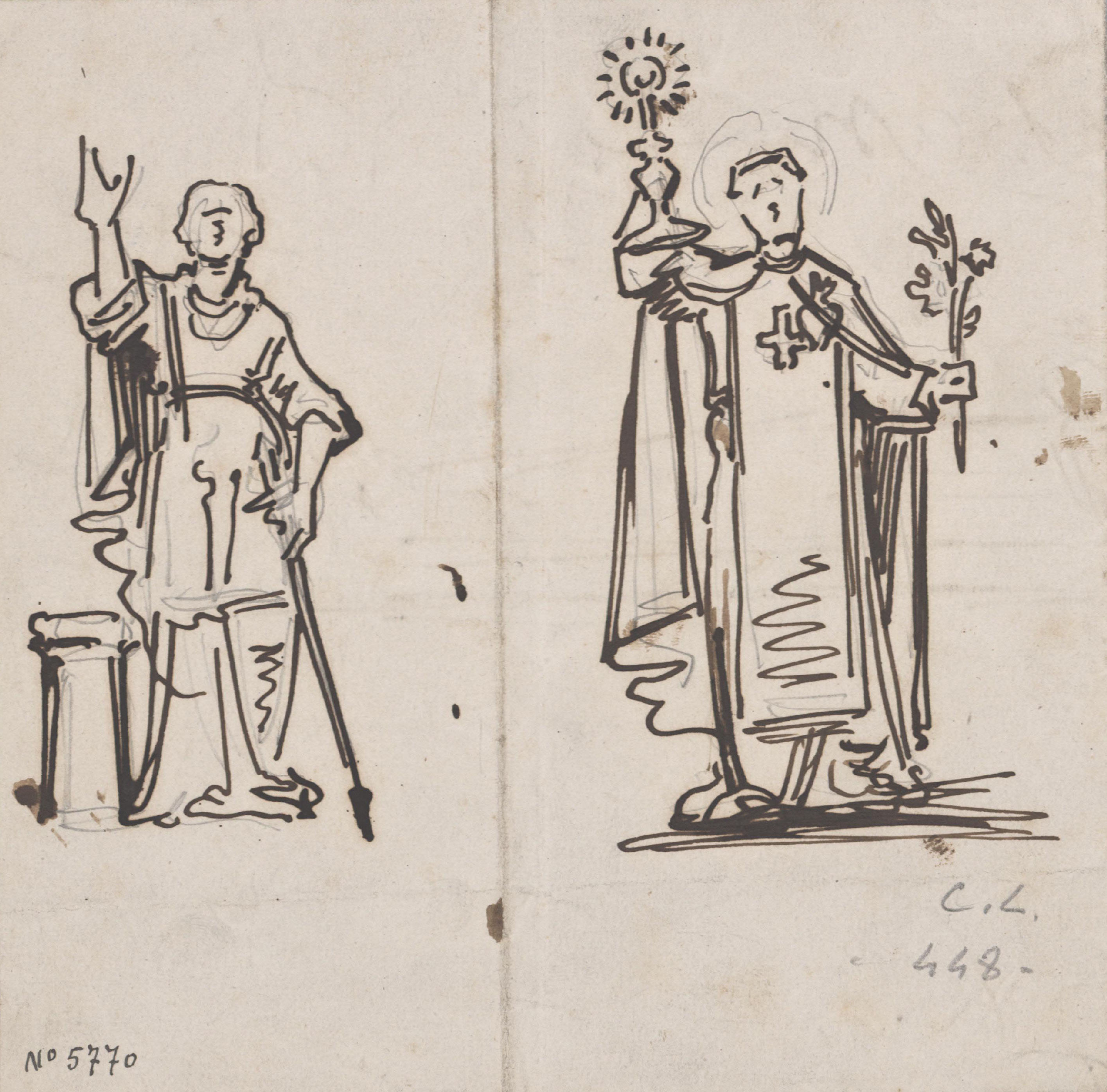 image for: Claudi Lorenzale - Figura de guerrer i figura de sant (anvers) / Figura de guerrer i figura de sant (revers) - Cap a 1850-1870