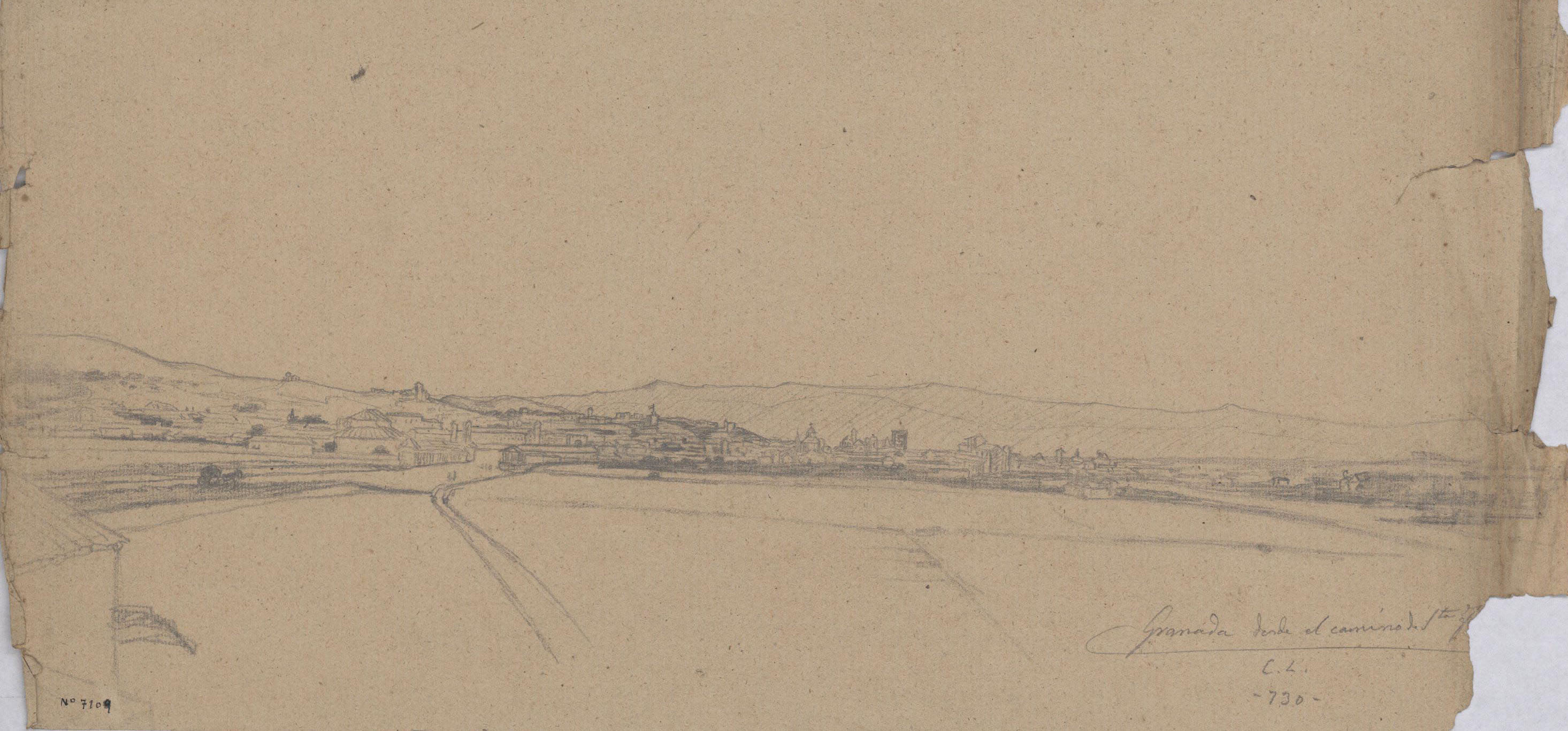 image for: Claudi Lorenzale - Vista panoràmica de Granada des del camí de Santa Teresa - Cap a 1843