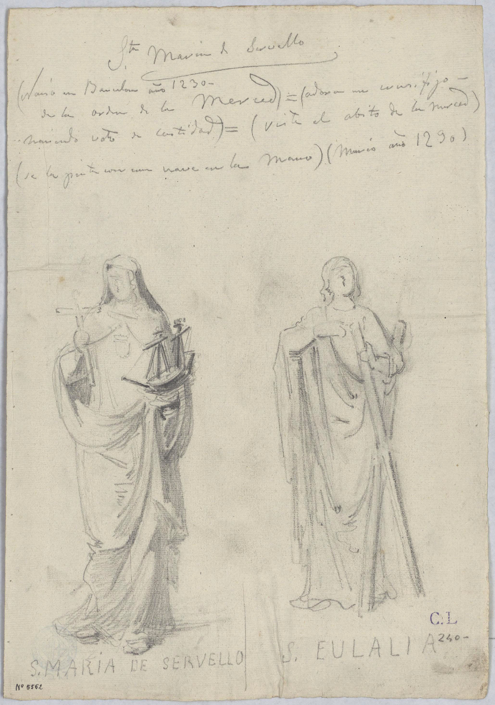 image for: Claudi Lorenzale - Santa Maria de Cervelló i santa Eulàlia - Cap a 1850-1870