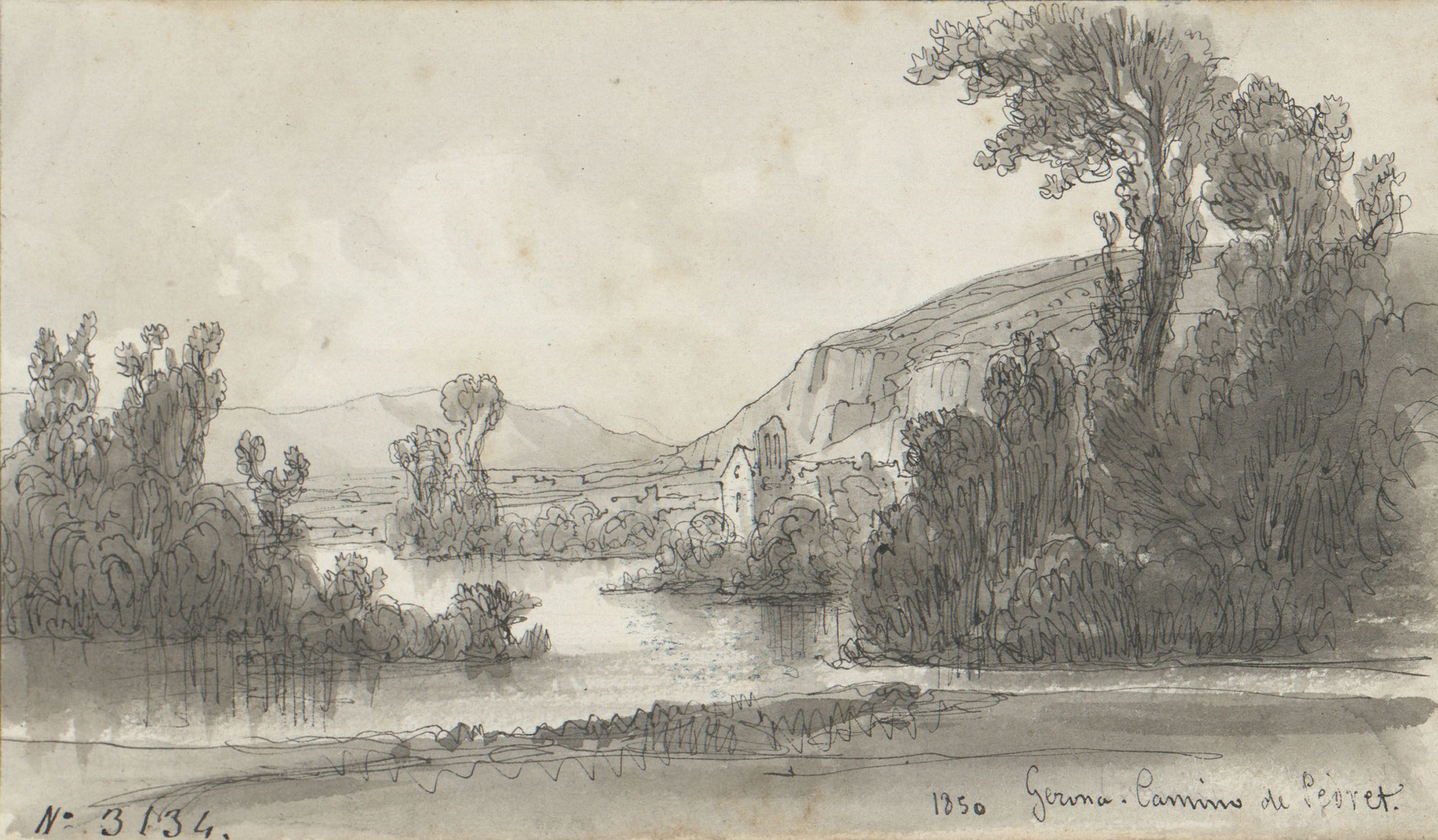 image for: Lluís Rigalt - Gerona. Camino de Pedret - 1850