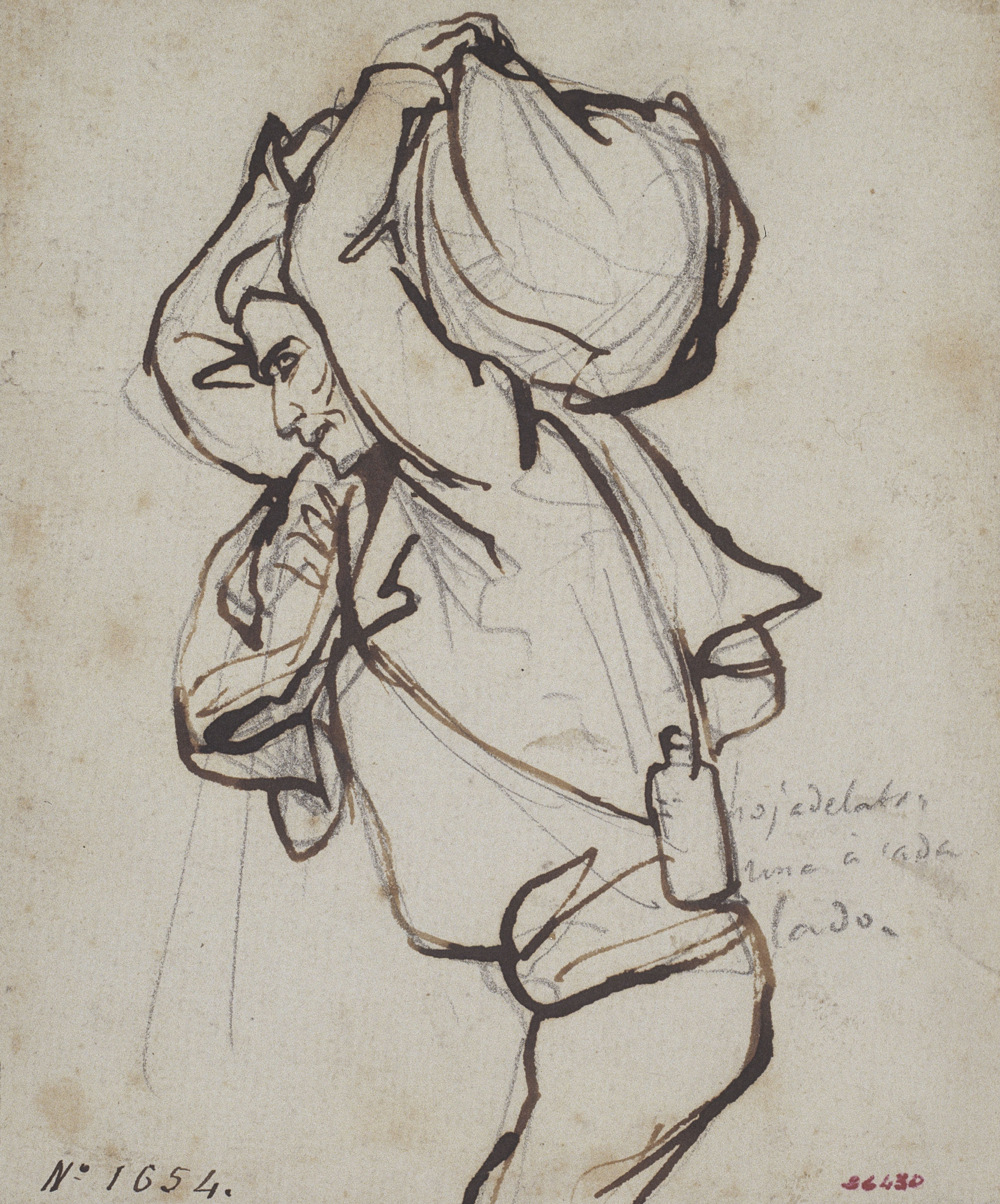 image for: Ramon Martí i Alsina - Esbós d&#039;un home caminant amb un farcell - Cap a 1860-1865