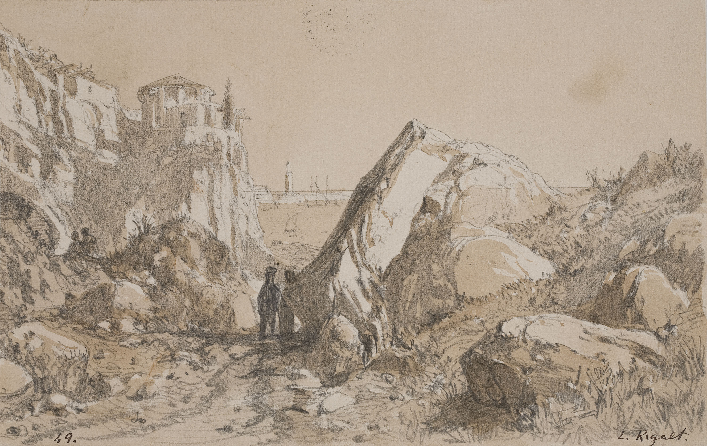 image for: Lluís Rigalt - Paisatge rocós a la vora de la mar - Cap a 1874