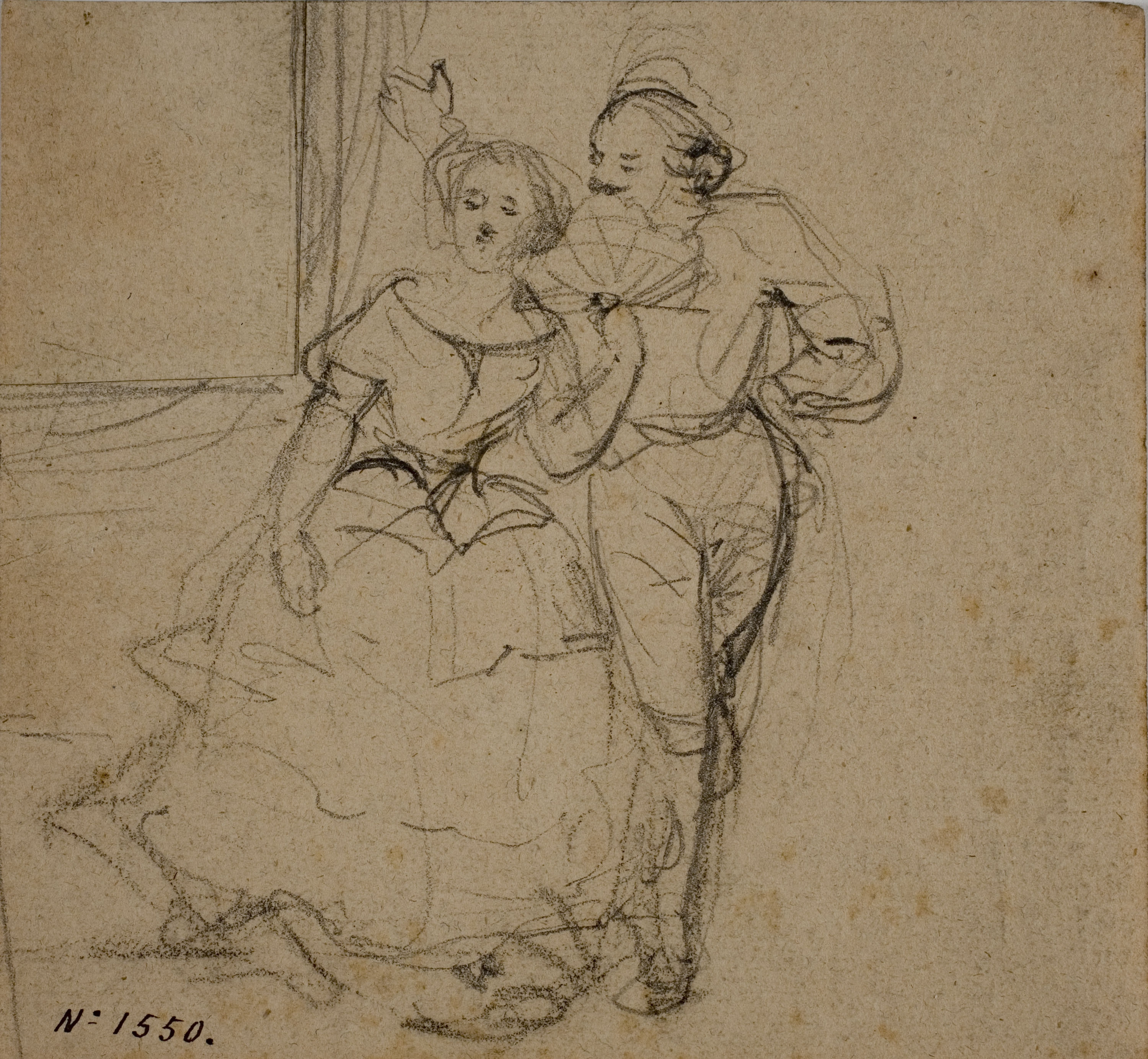 image for: Ramon Martí i Alsina - Parella en actitud amorosa - Cap a 1850