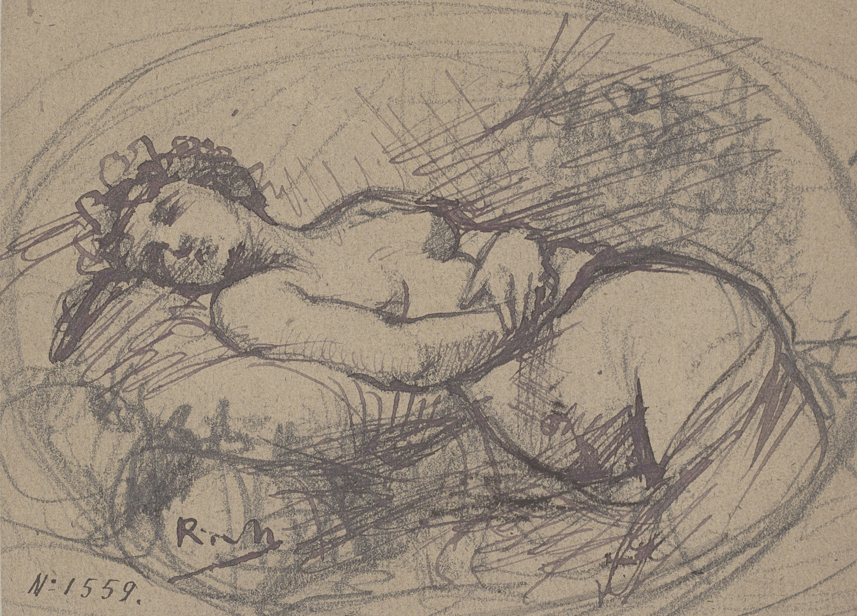 image for: Ramon Martí i Alsina - Nu femení ajagut - Cap a 1860-1865