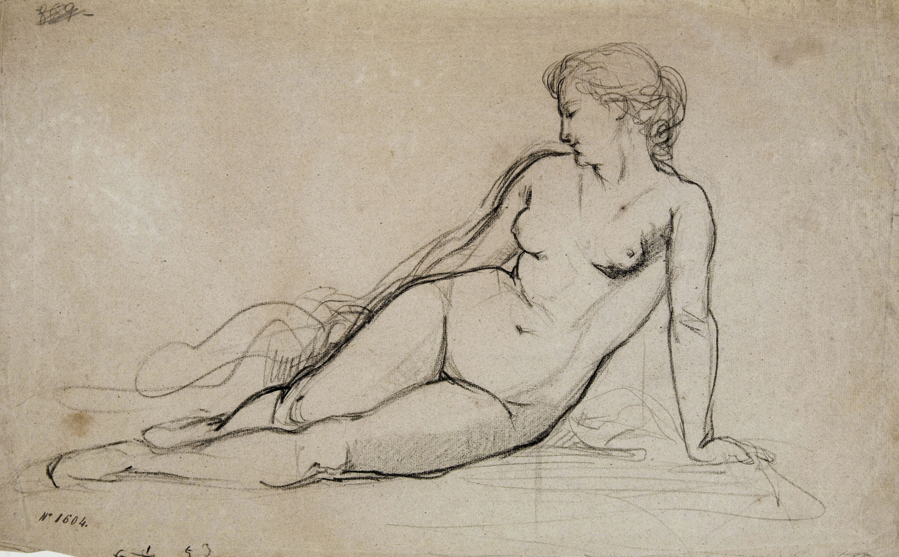 image for: Ramon Martí i Alsina - Nu femení assegut - Cap a 1860-1865