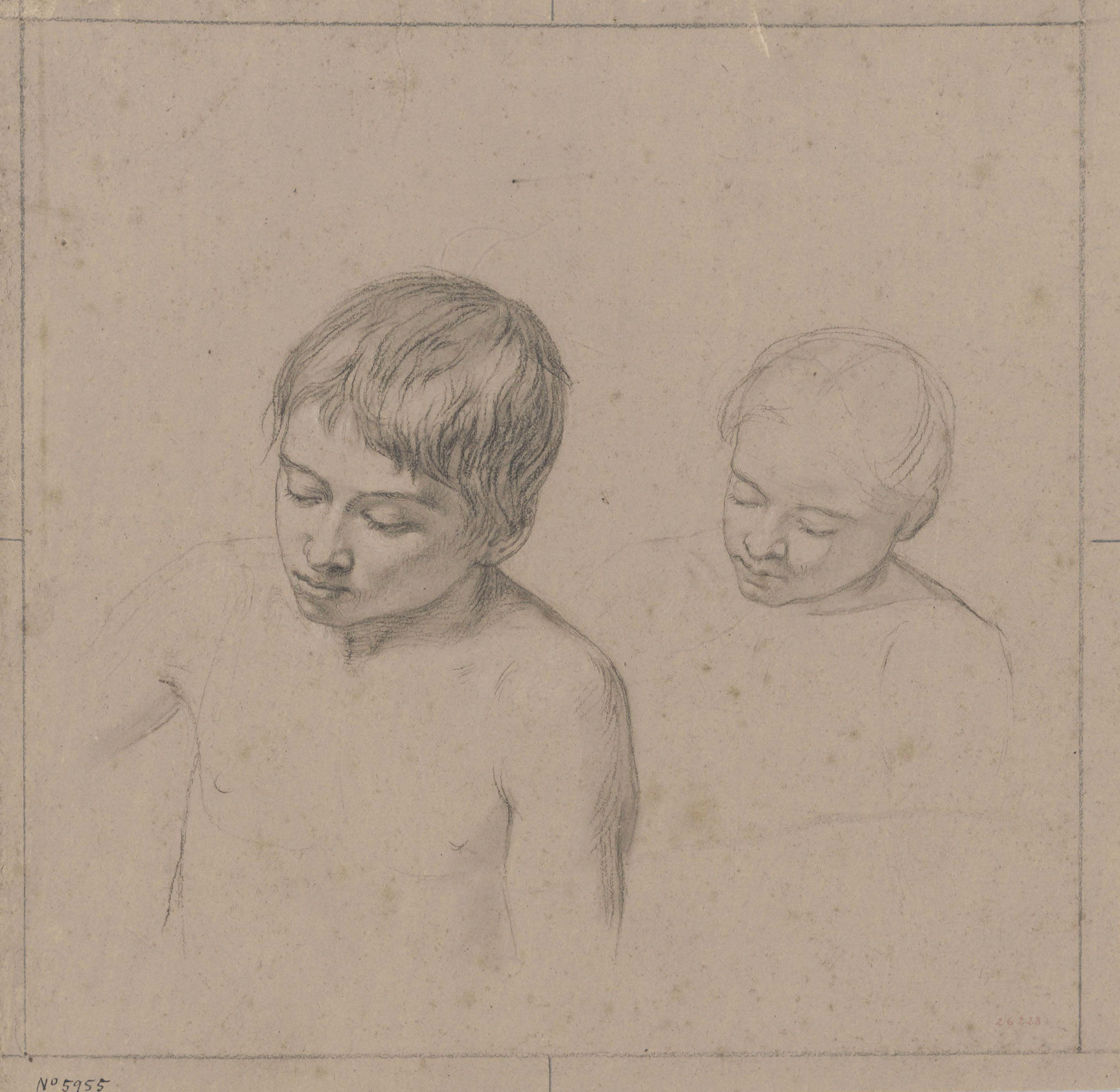 image for: Claudi Lorenzale - Dos estudis de bust nu masculí - Cap a 1850-1860