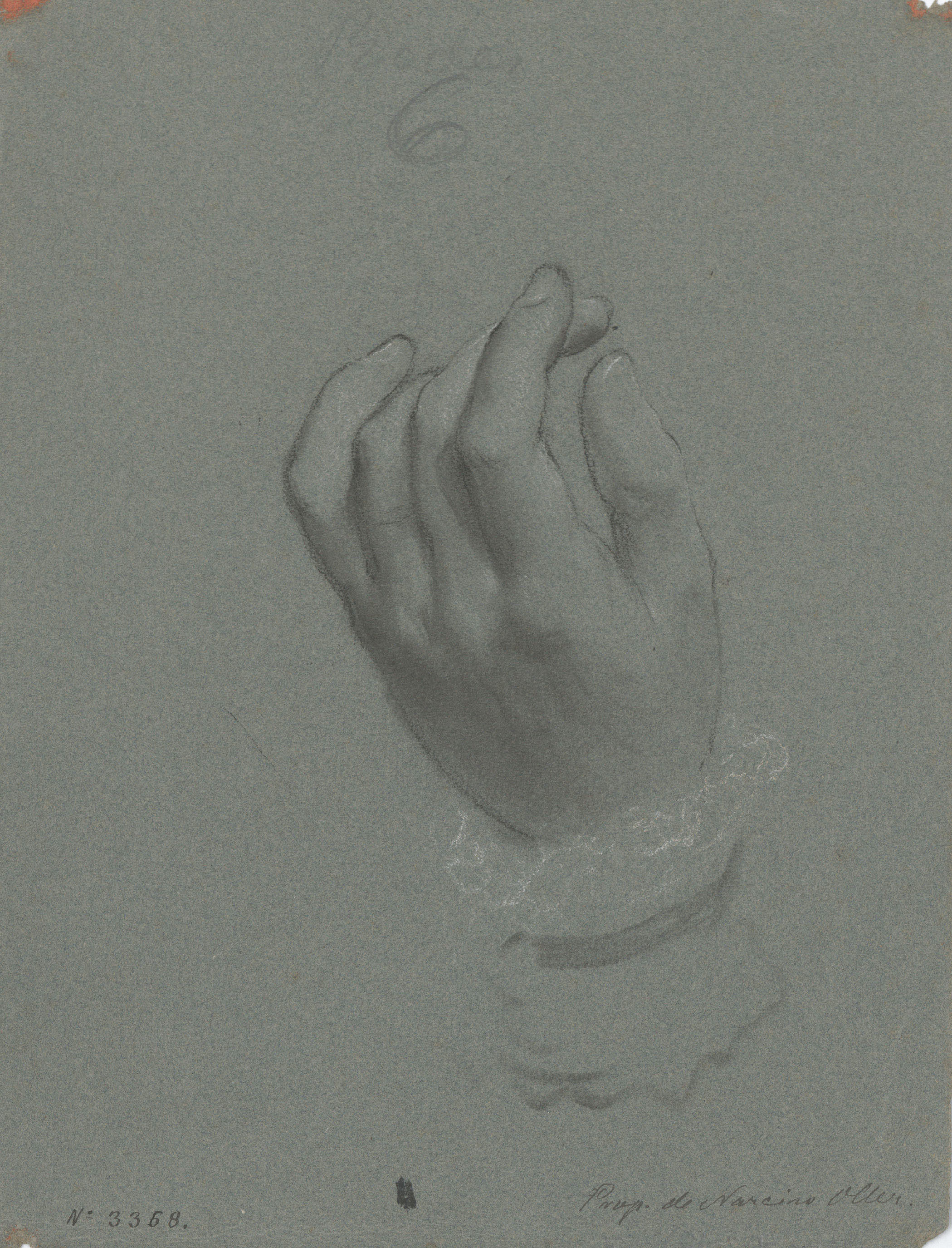 image for: Vicente Rodes - Estudi d&#039;una mà (anvers) / Estudi de figura femenina d&#039;esquena (revers) - Cap a 1810-1820