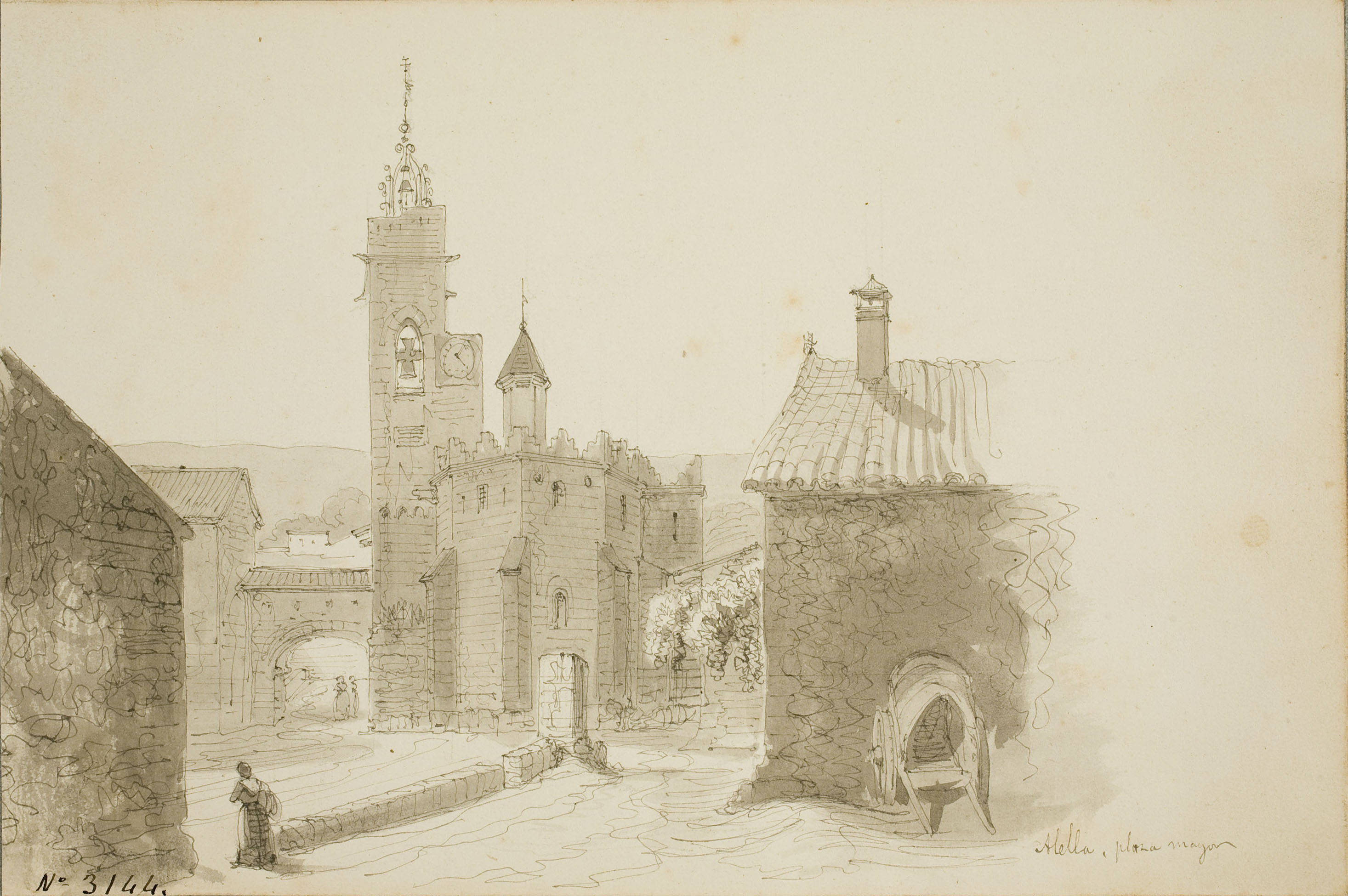 image for: Lluís Rigalt - Alella. Plaza mayor - Cap a 1850