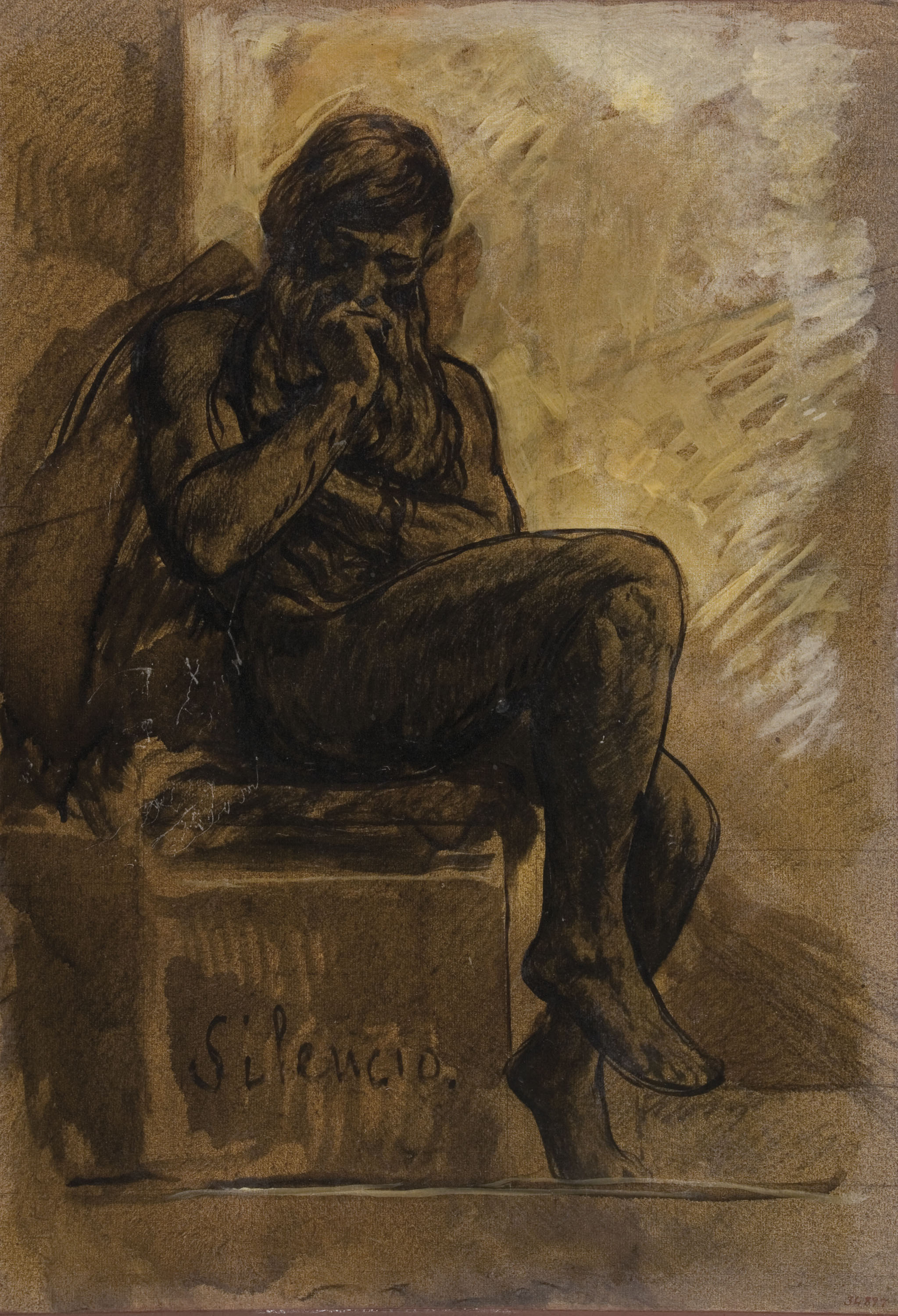 image for: Antoni Fabrés - Estudi per al dibuix «Silenci» - Cap a 1908-1910