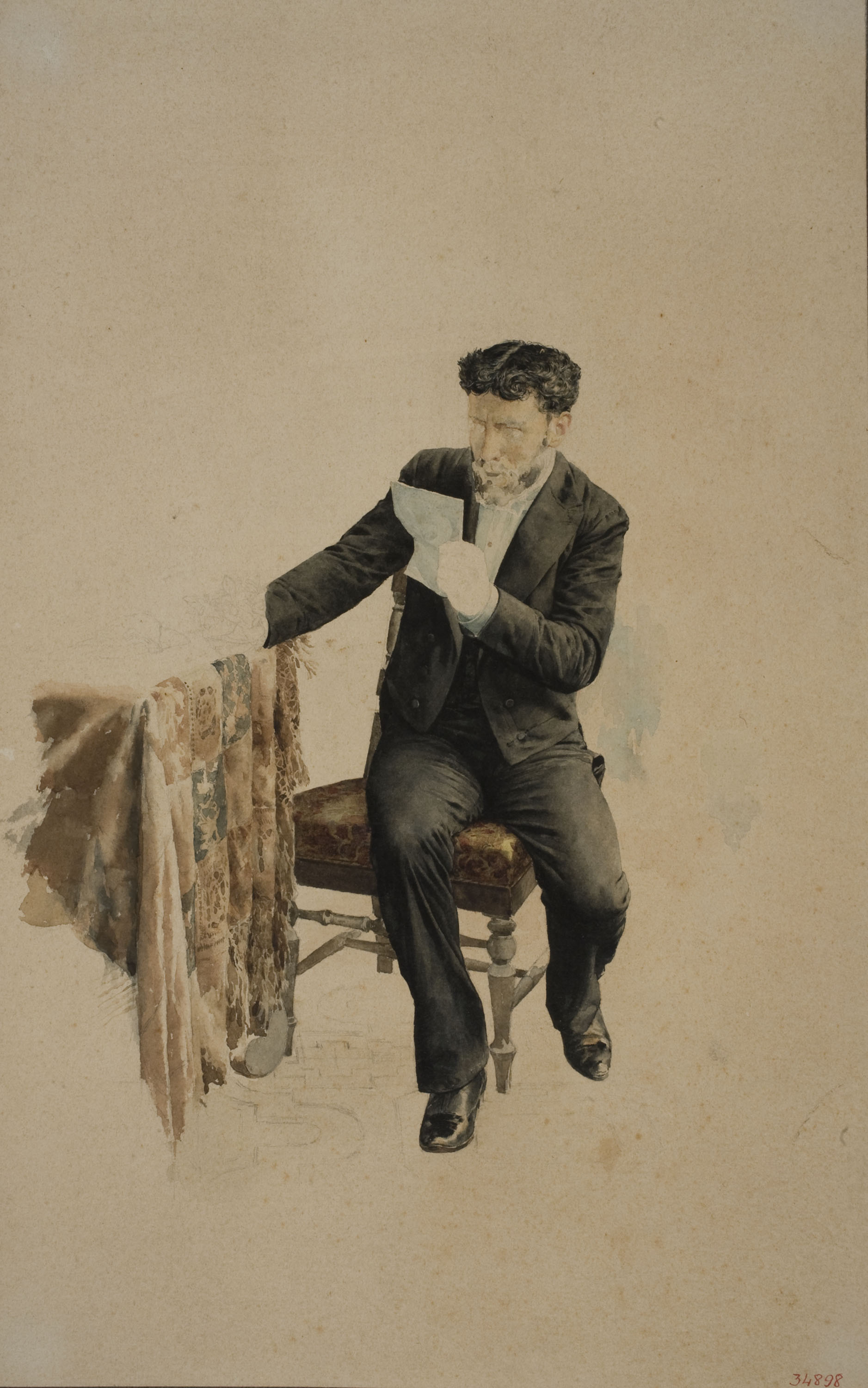 image for: Antoni Fabrés - Home llegint una carta - Cap a 1896