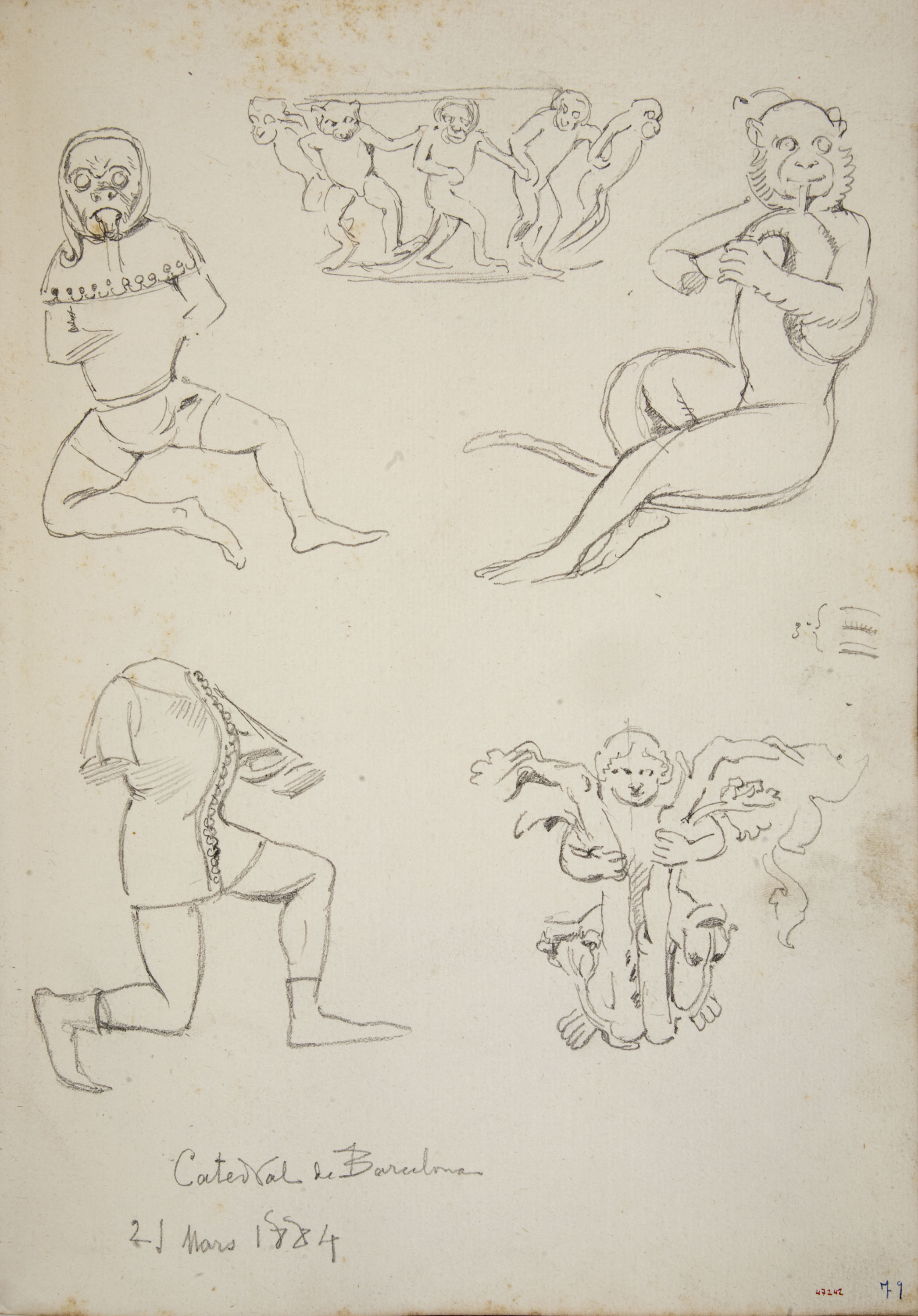 image for: Apel·les Mestres - Estudi de figures i animals de la Catedral de Barcelona - 1884