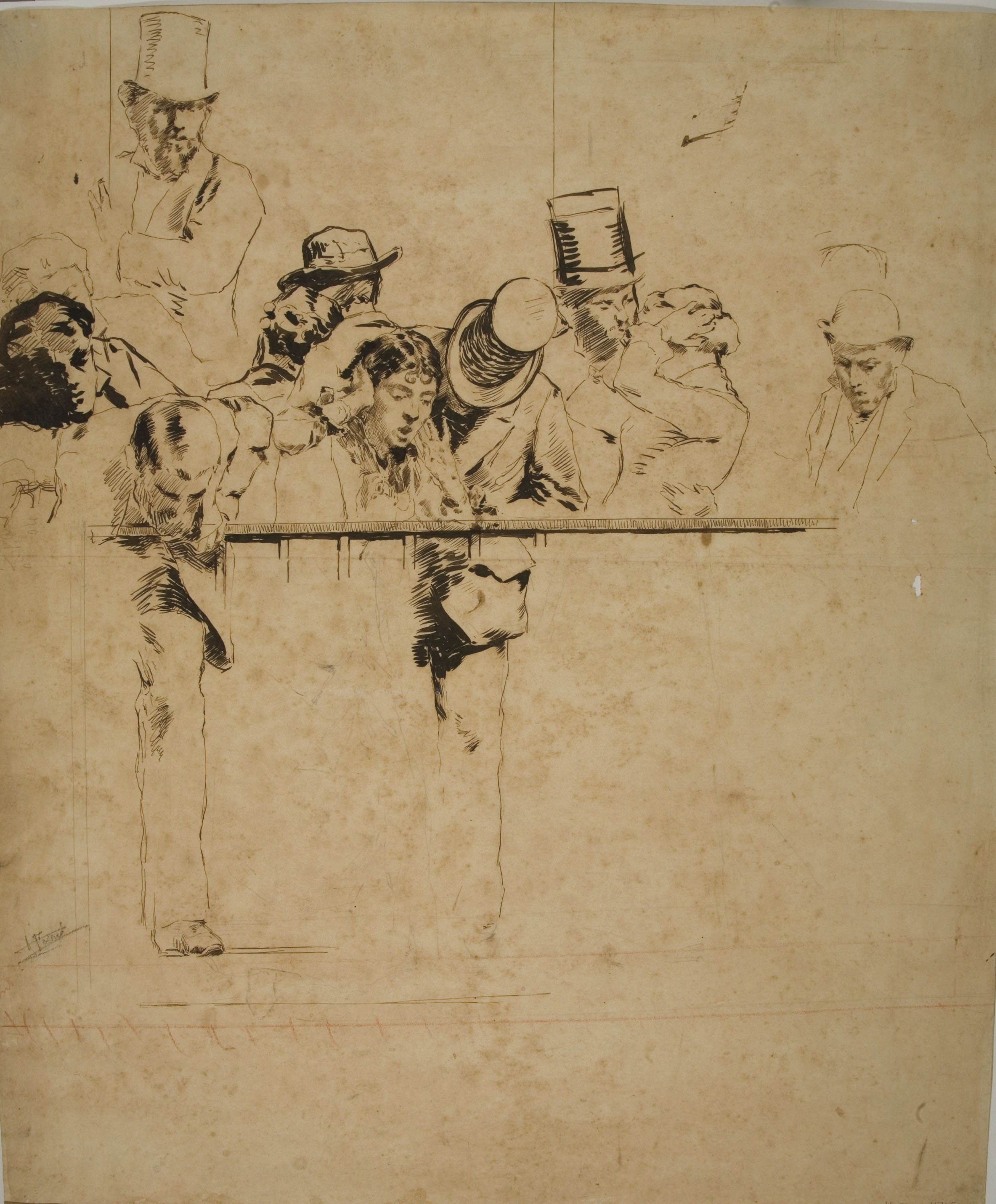 image for: Antoni Fabrés - A la llotja (estudi per a un quadre) - Anterior a 1886