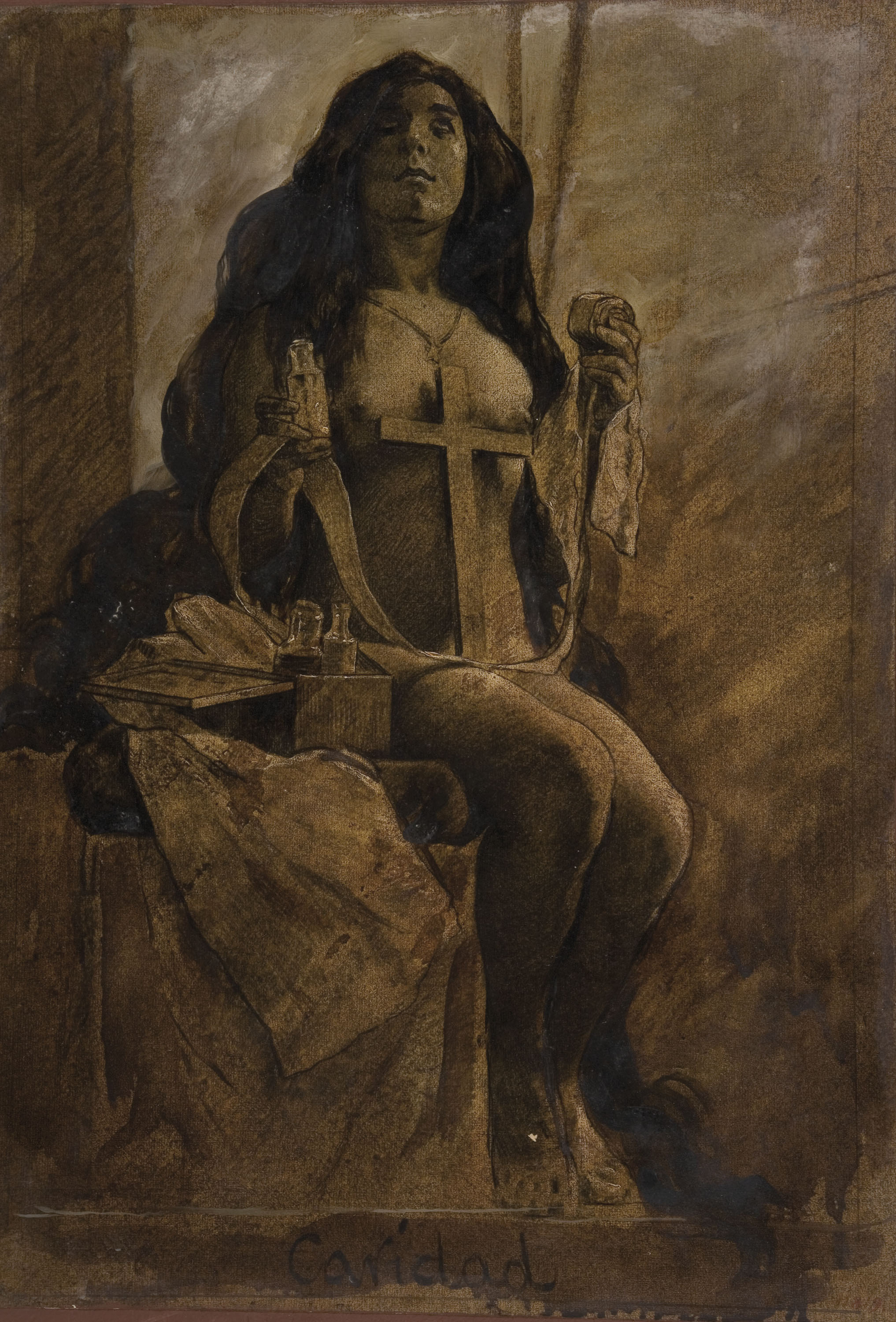 image for: Antoni Fabrés - Estudi per al dibuix «Caritat» - Cap a 1908-1910